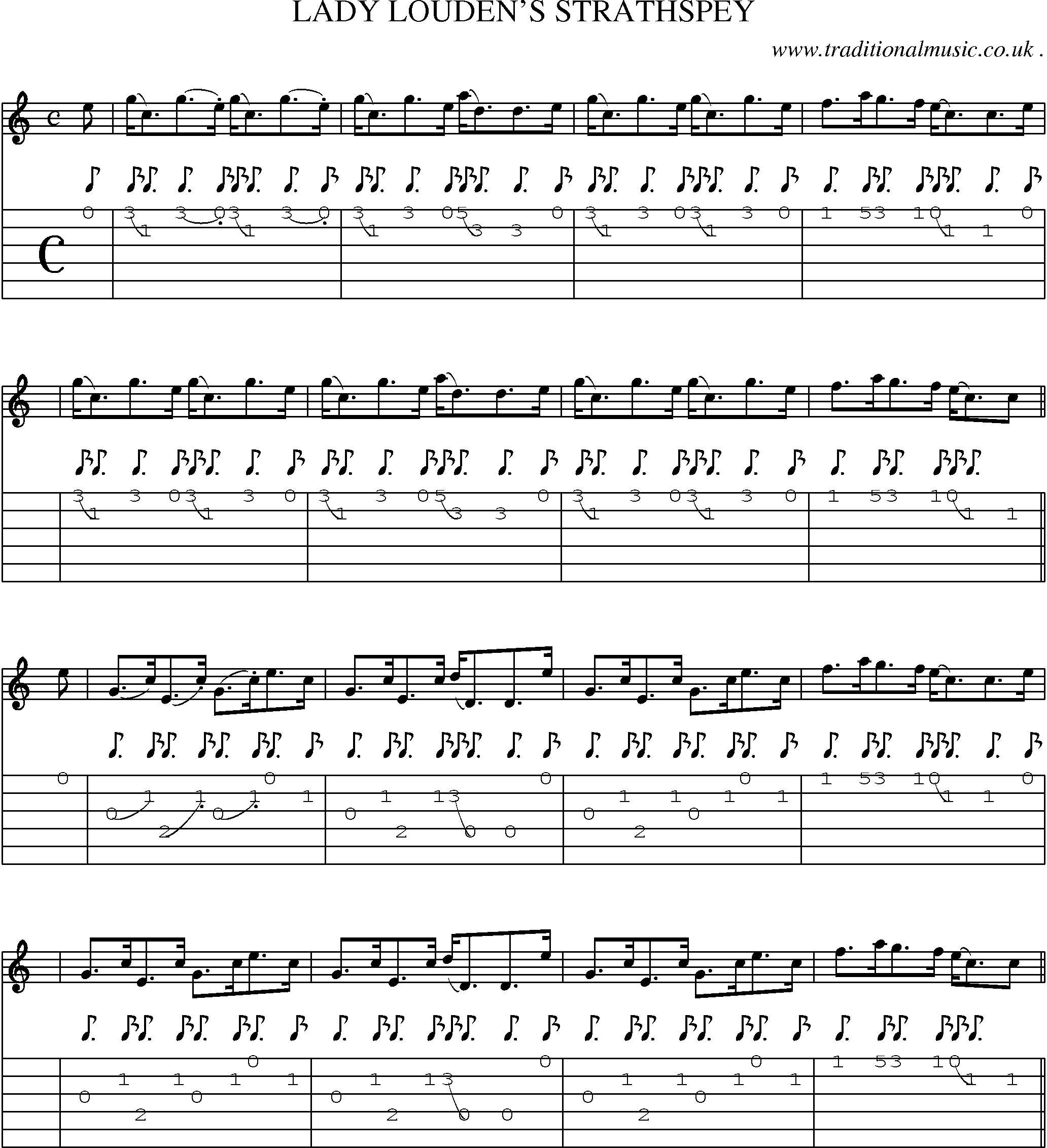 Sheet-Music and Guitar Tabs for Lady Loudens Strathspey