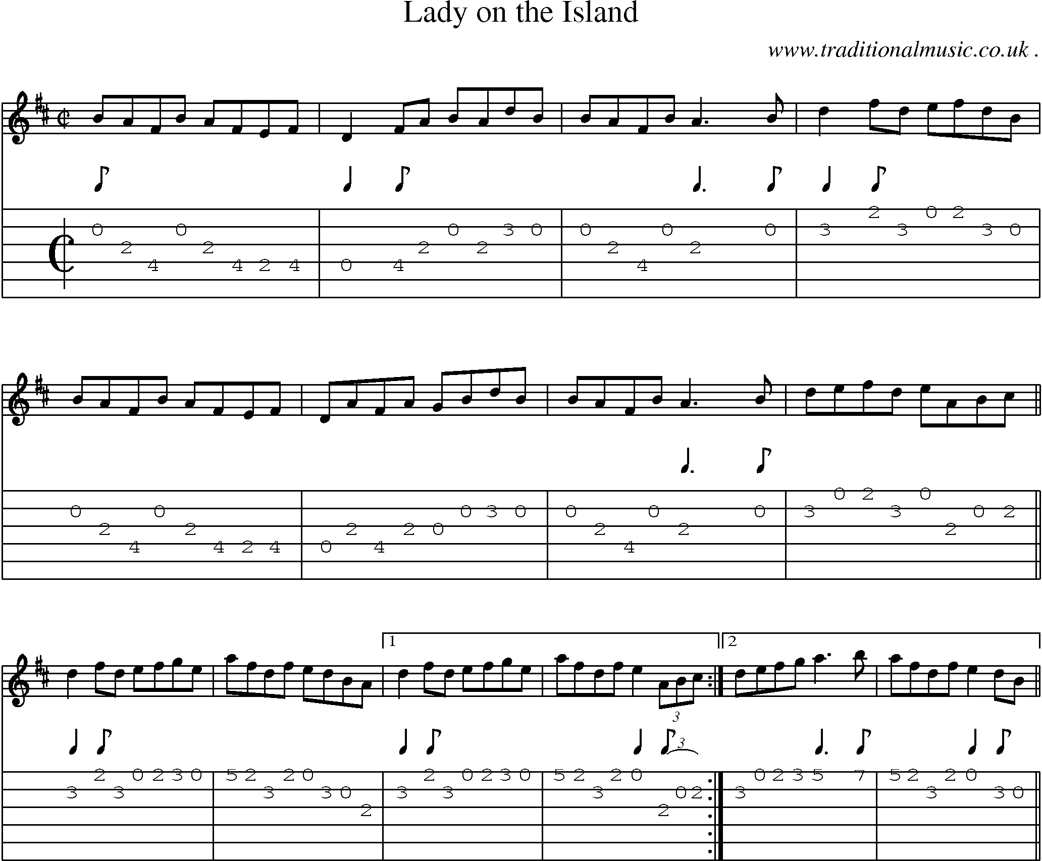 Sheet-Music and Guitar Tabs for Lady On The Island