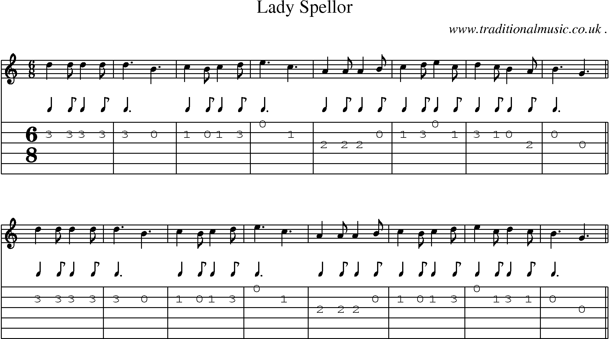 Sheet-Music and Guitar Tabs for Lady Spellor