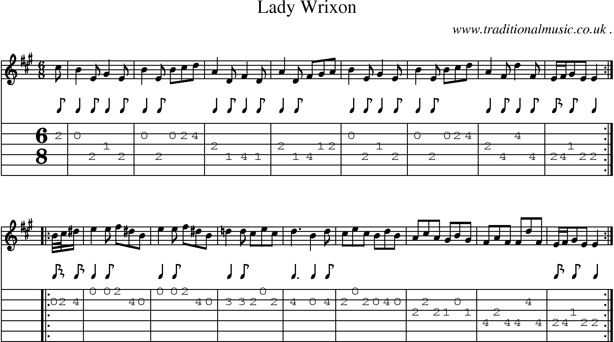 Sheet-Music and Guitar Tabs for Lady Wrixon
