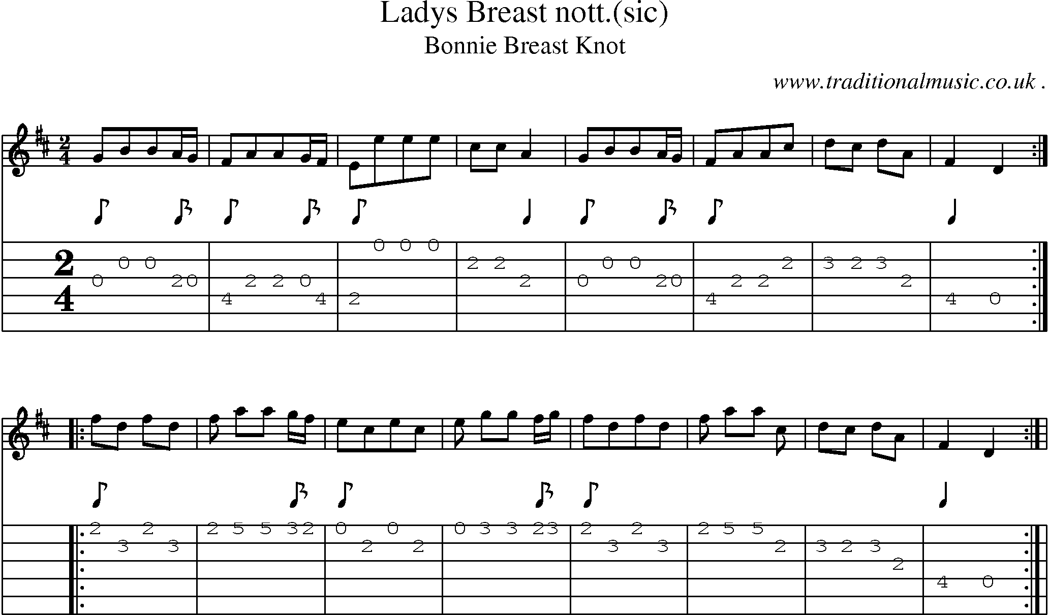 Sheet-Music and Guitar Tabs for Ladys Breast Nott(sic)