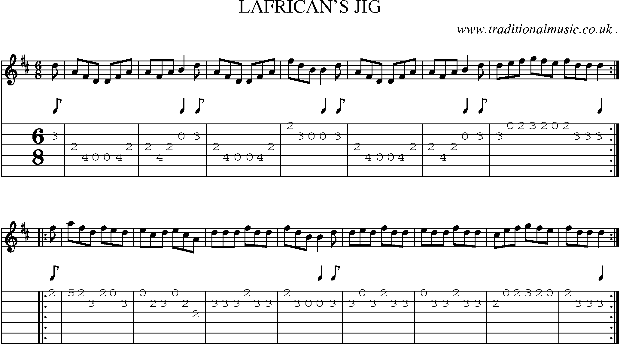 Sheet-Music and Guitar Tabs for Lafricans Jig