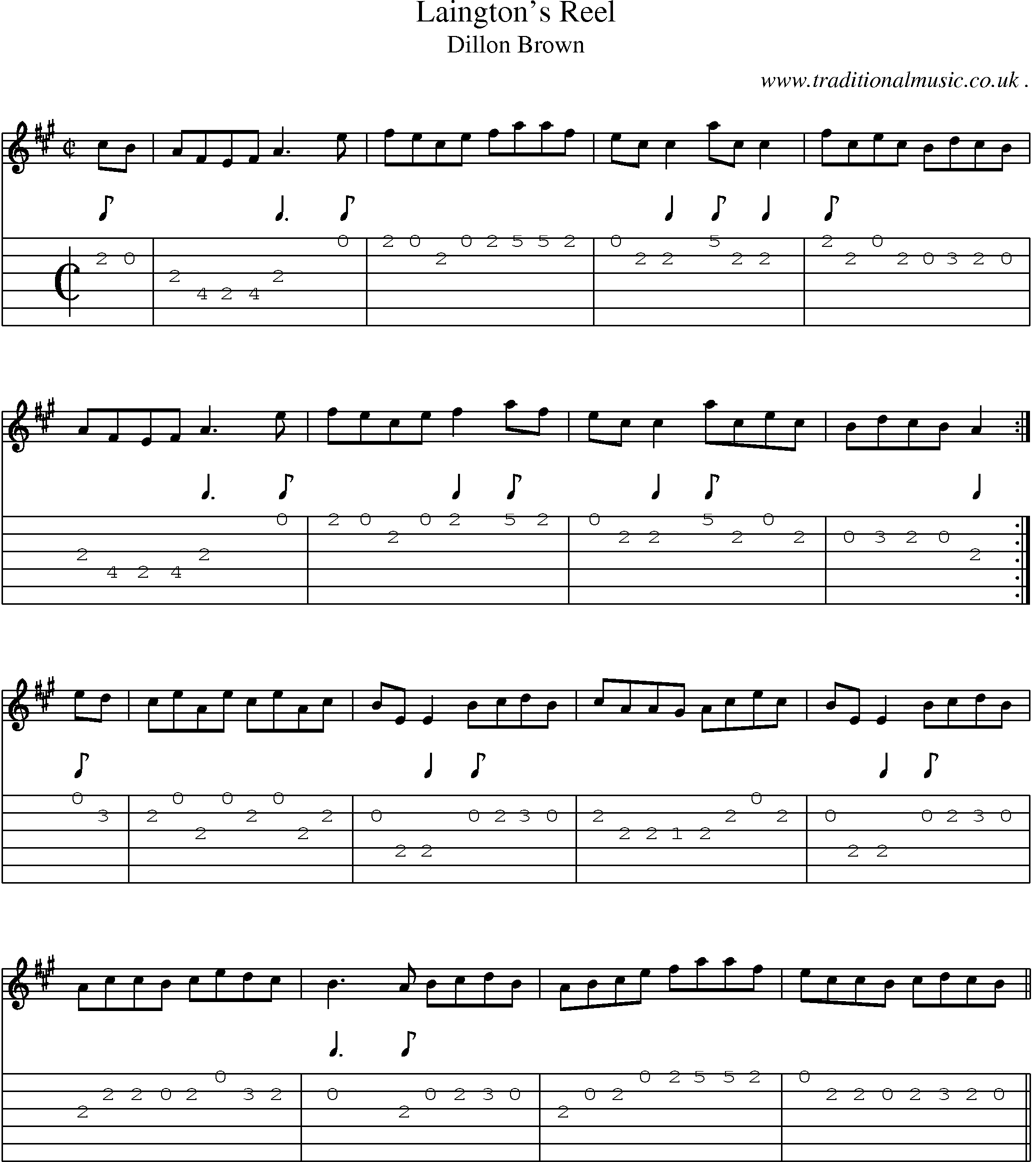 Sheet-Music and Guitar Tabs for Laingtons Reel
