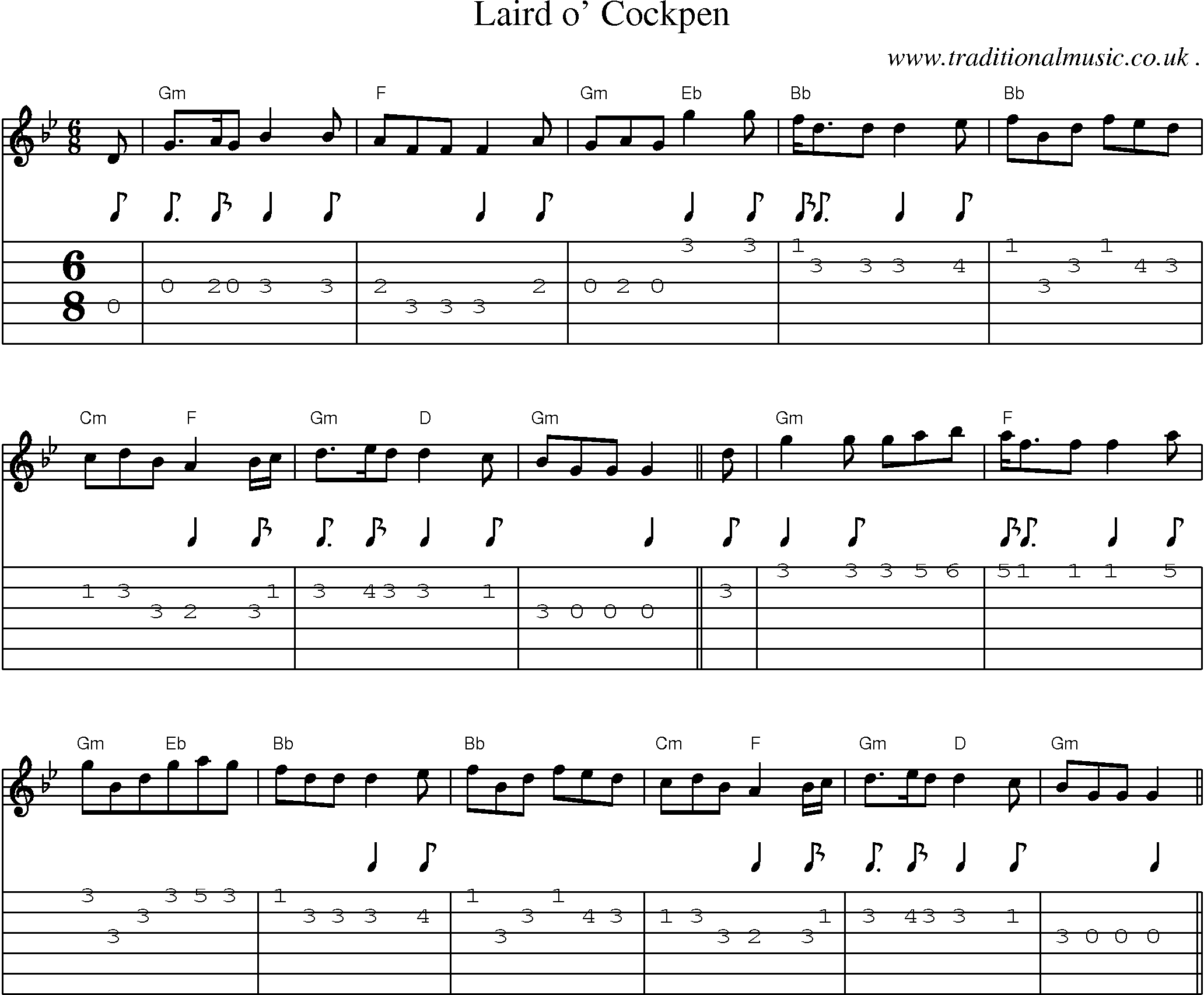 Sheet-Music and Guitar Tabs for Laird O Cockpen