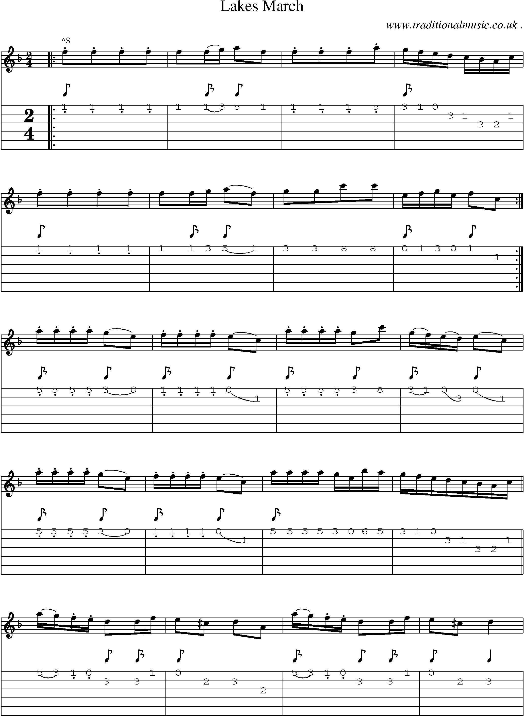 Sheet-Music and Guitar Tabs for Lakes March