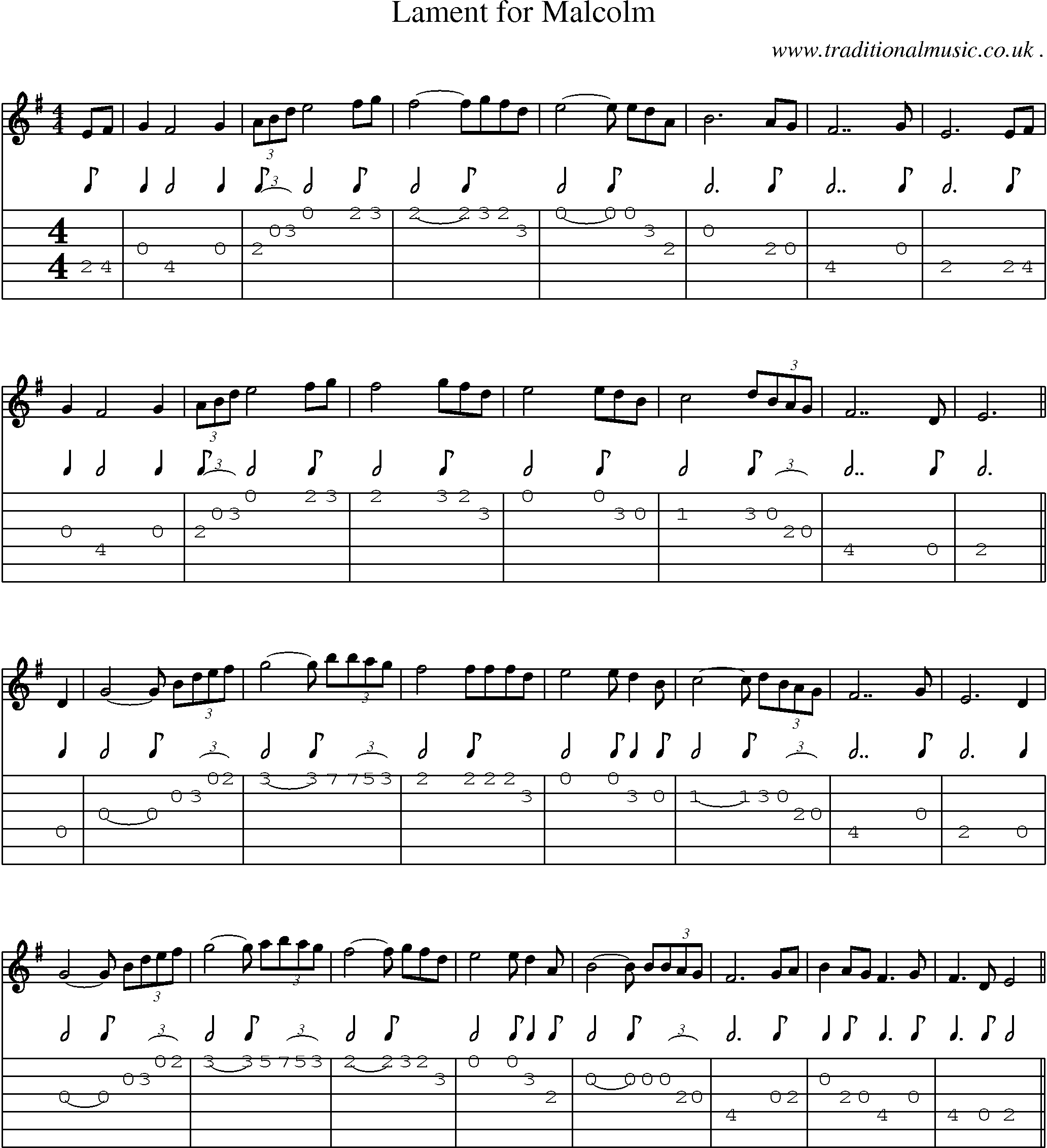 Sheet-Music and Guitar Tabs for Lament For Malcolm