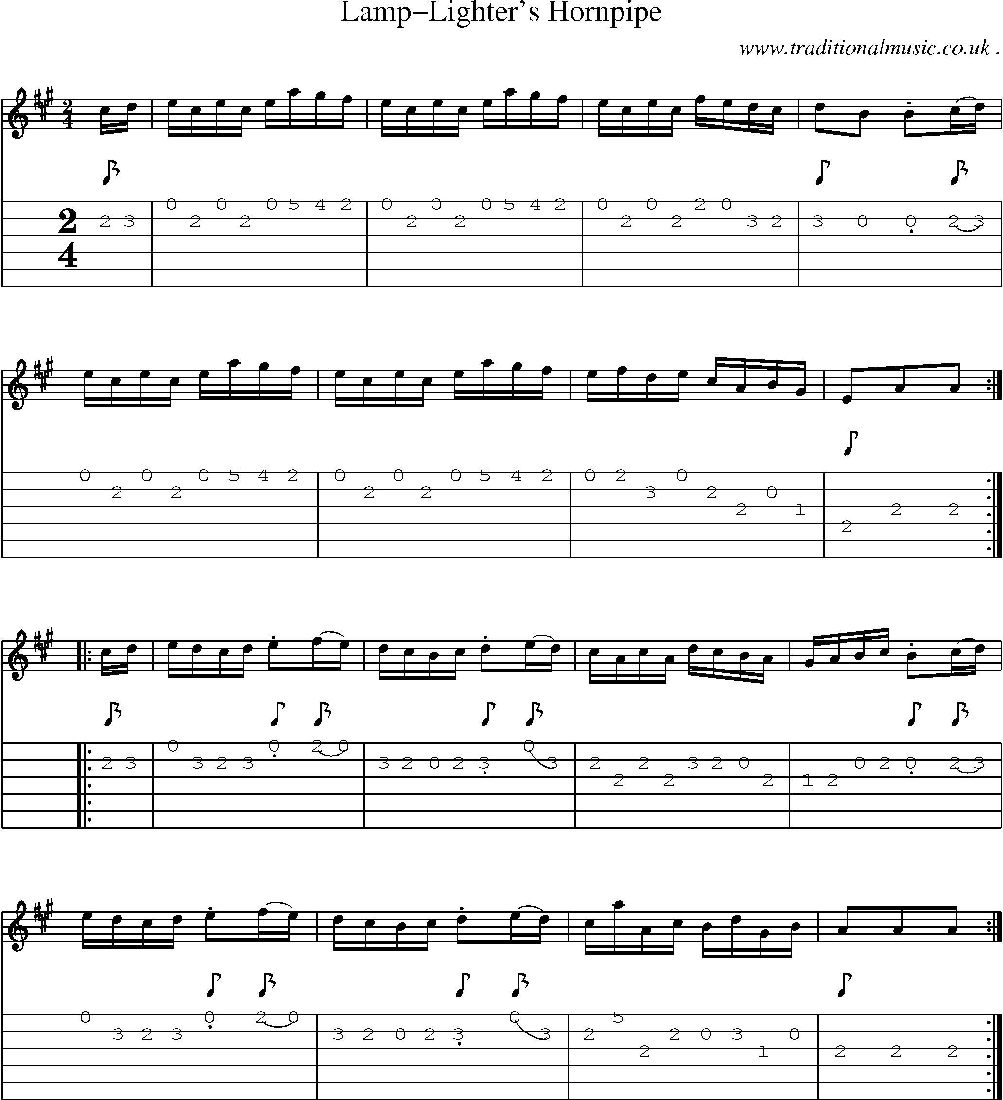 Sheet-Music and Guitar Tabs for Lamp-lighters Hornpipe