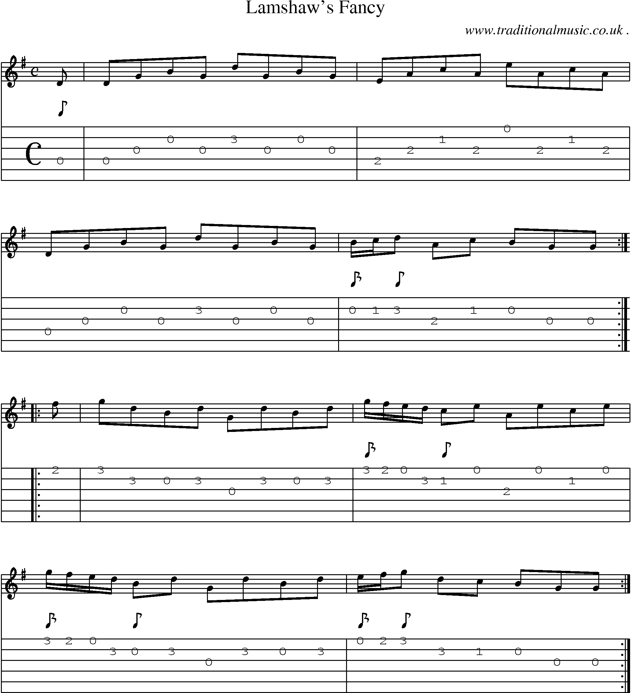 Sheet-Music and Guitar Tabs for Lamshaw Fancy