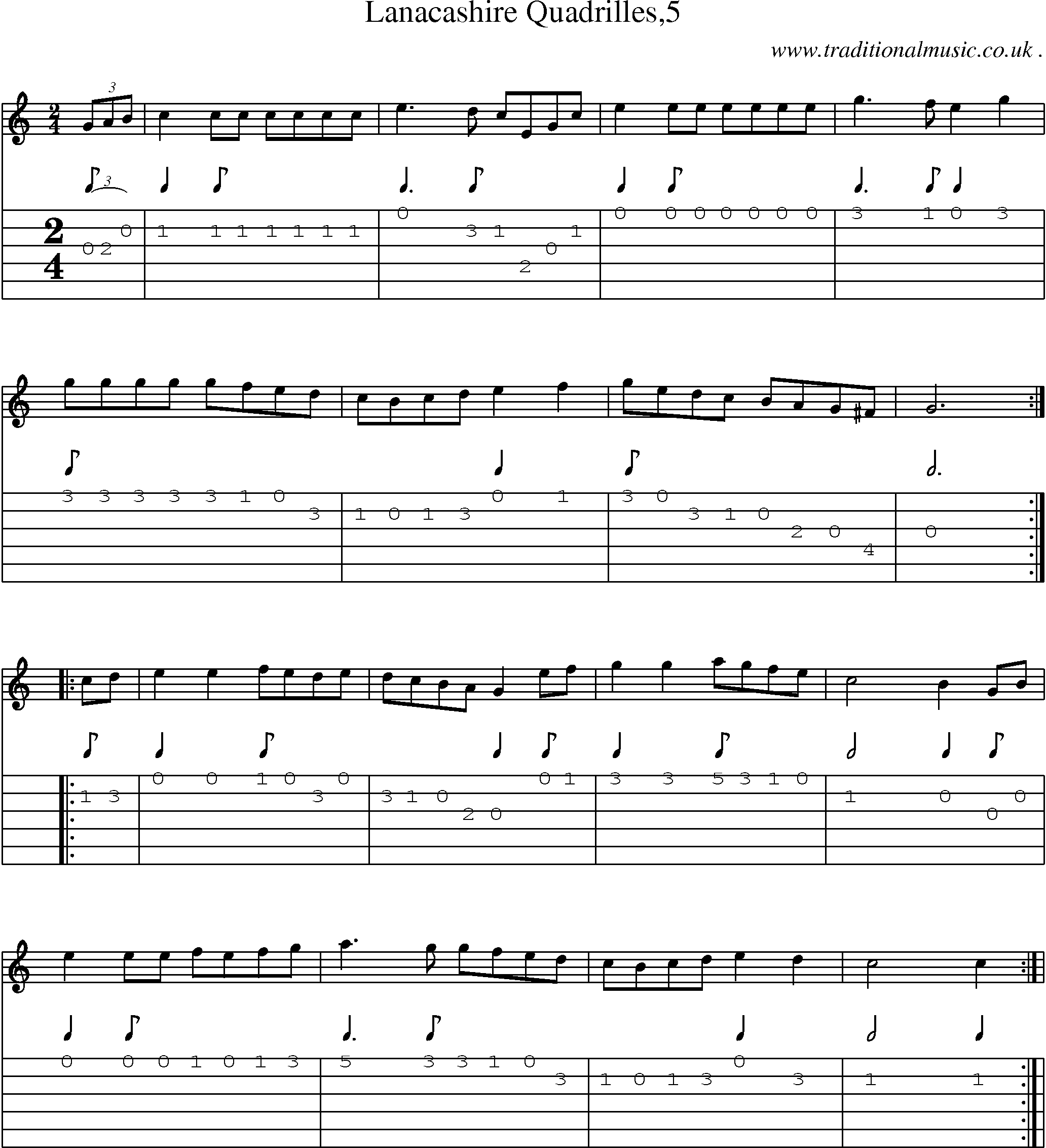 Sheet-Music and Guitar Tabs for Lanacashire Quadrilles5