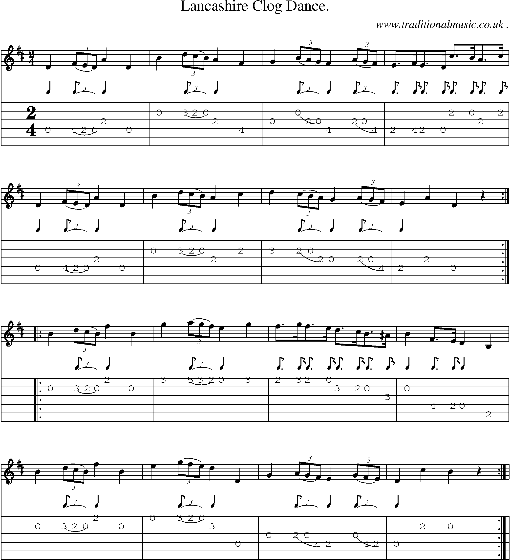 Sheet-Music and Guitar Tabs for Lancashire Clog Dance
