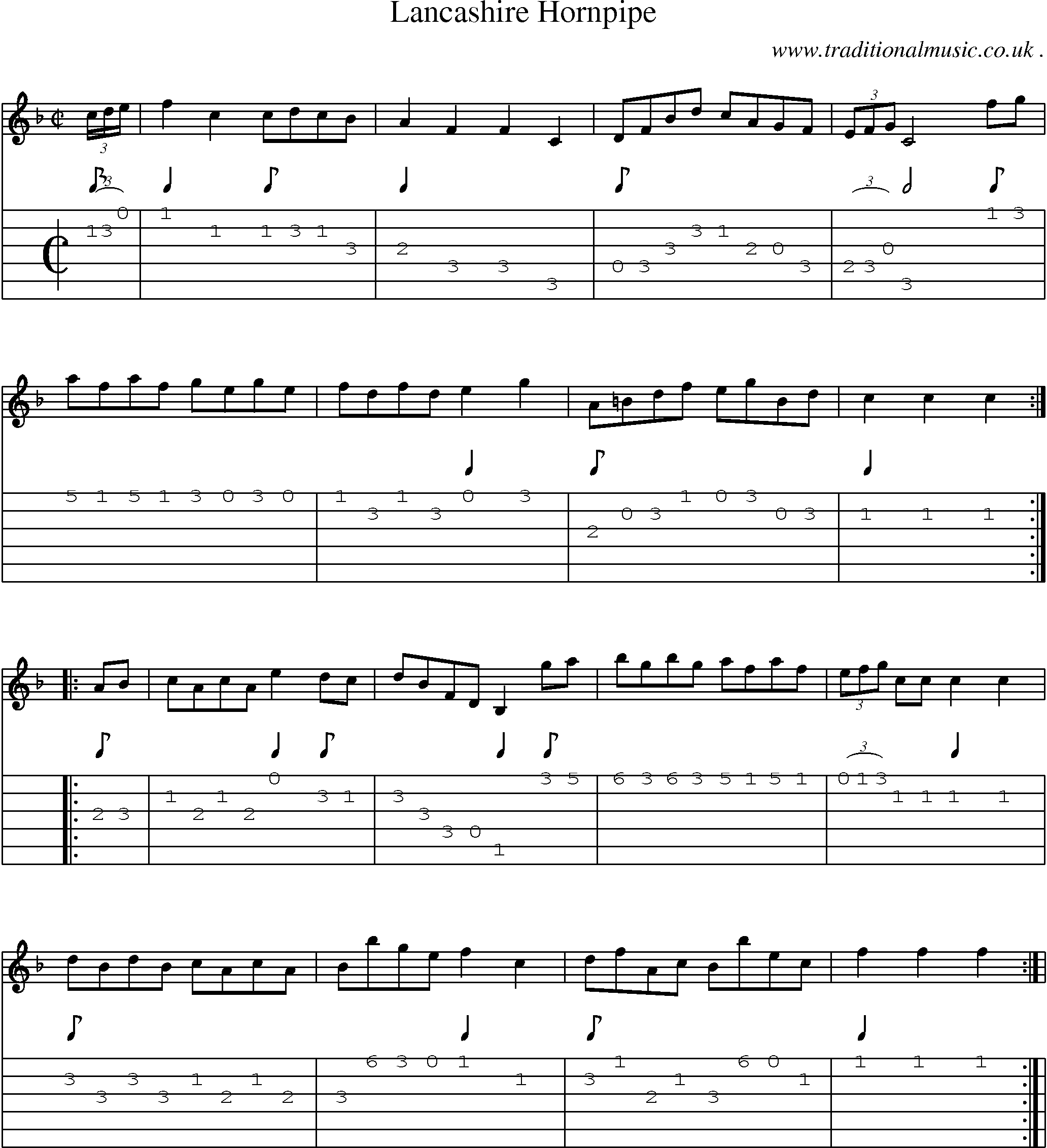 Sheet-Music and Guitar Tabs for Lancashire Hornpipe