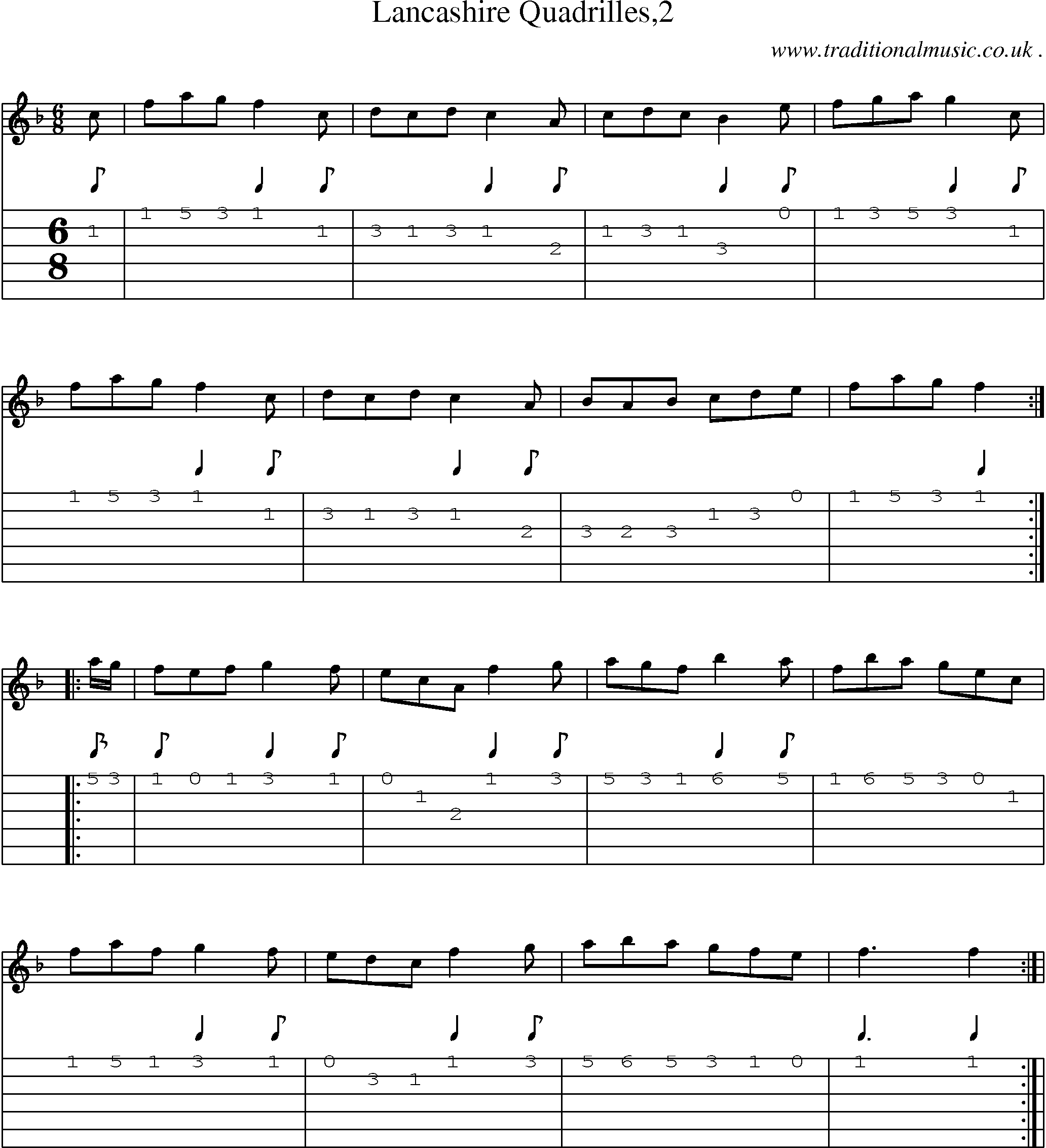 Sheet-Music and Guitar Tabs for Lancashire Quadrilles2