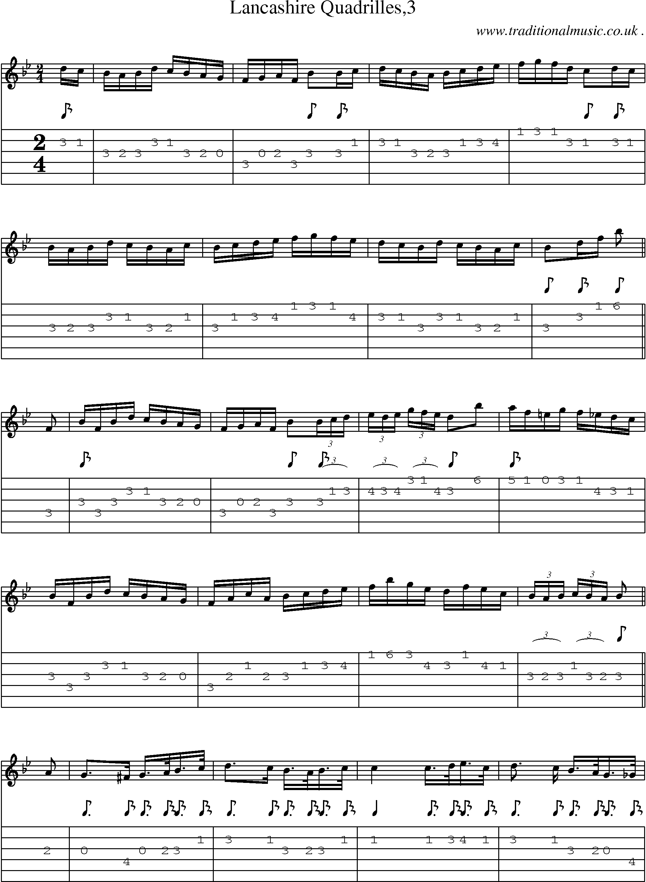 Sheet-Music and Guitar Tabs for Lancashire Quadrilles3
