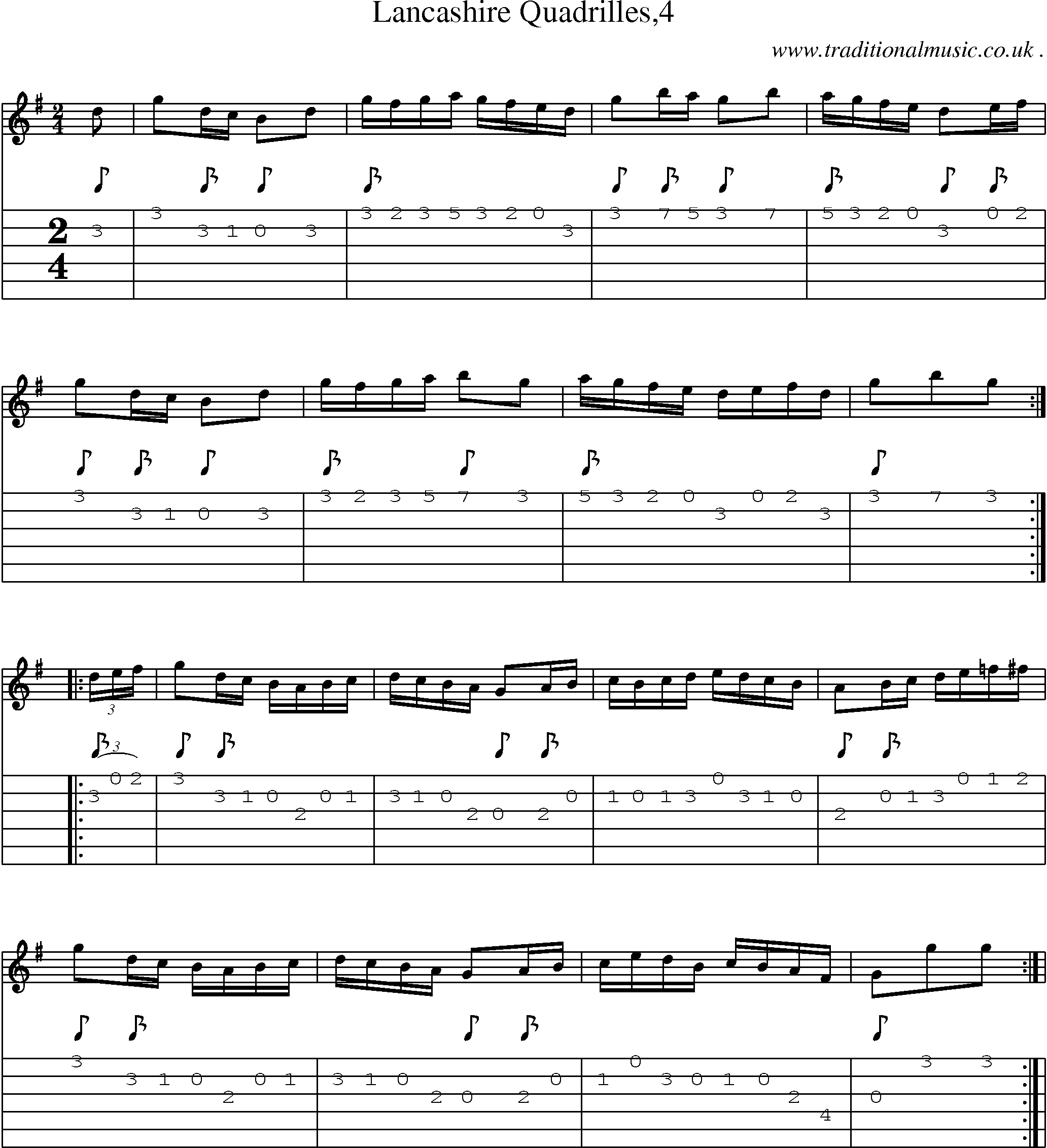Sheet-Music and Guitar Tabs for Lancashire Quadrilles4