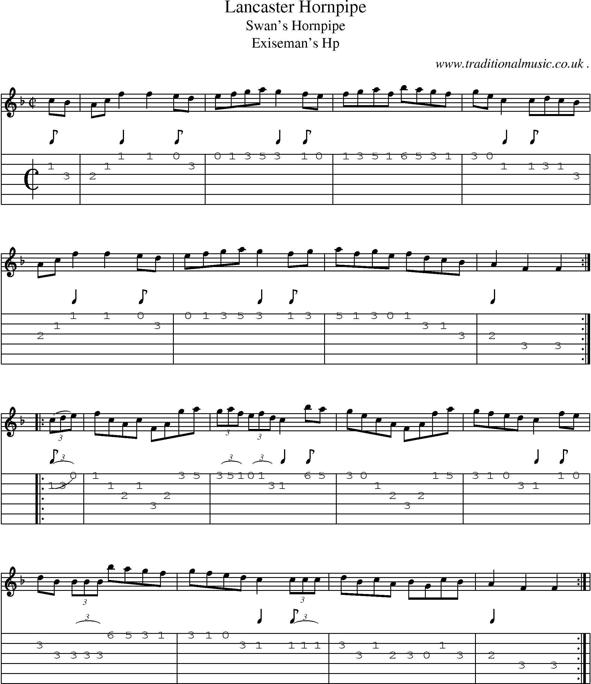 Sheet-Music and Guitar Tabs for Lancaster Hornpipe