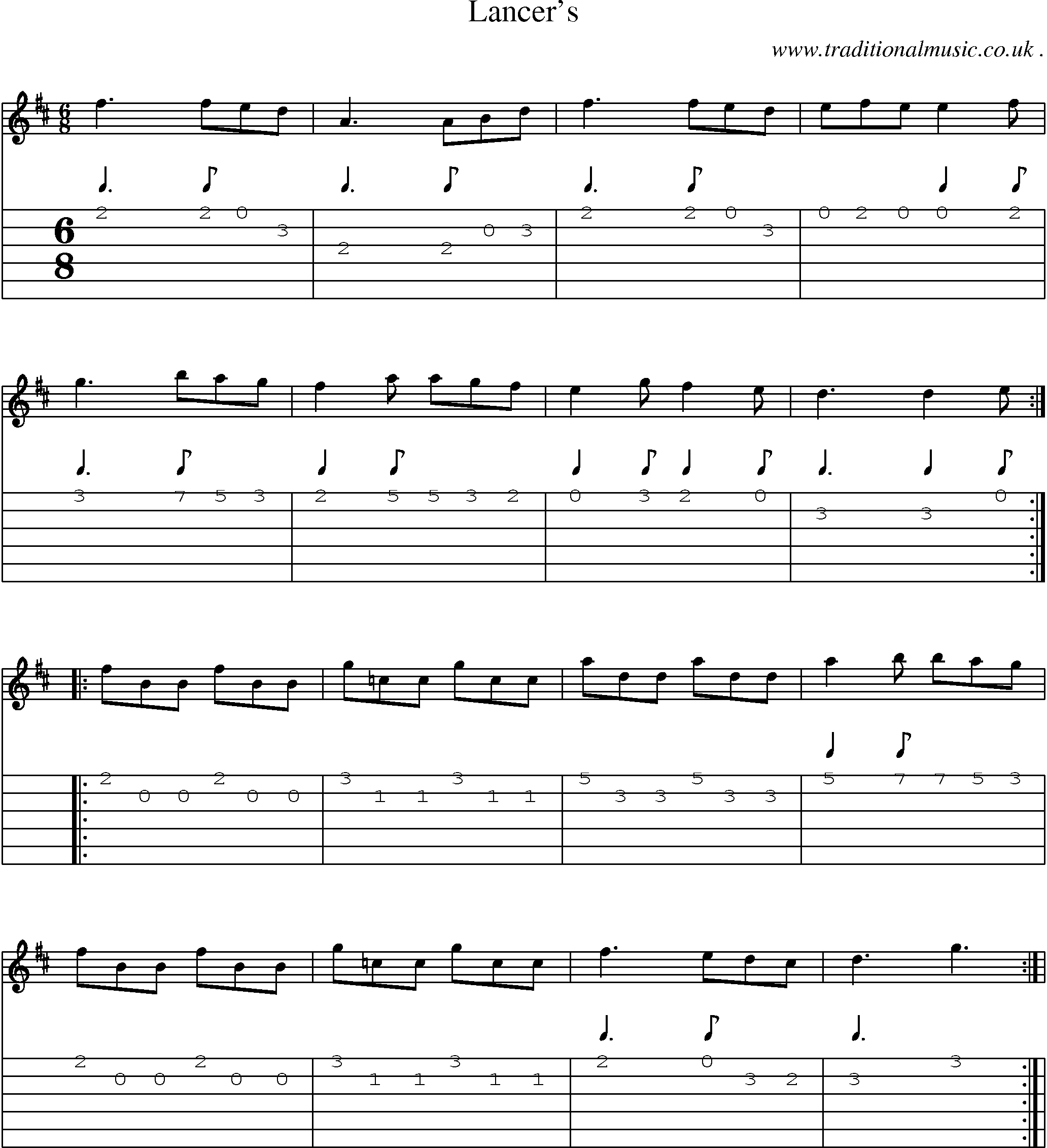 Sheet-Music and Guitar Tabs for Lancers
