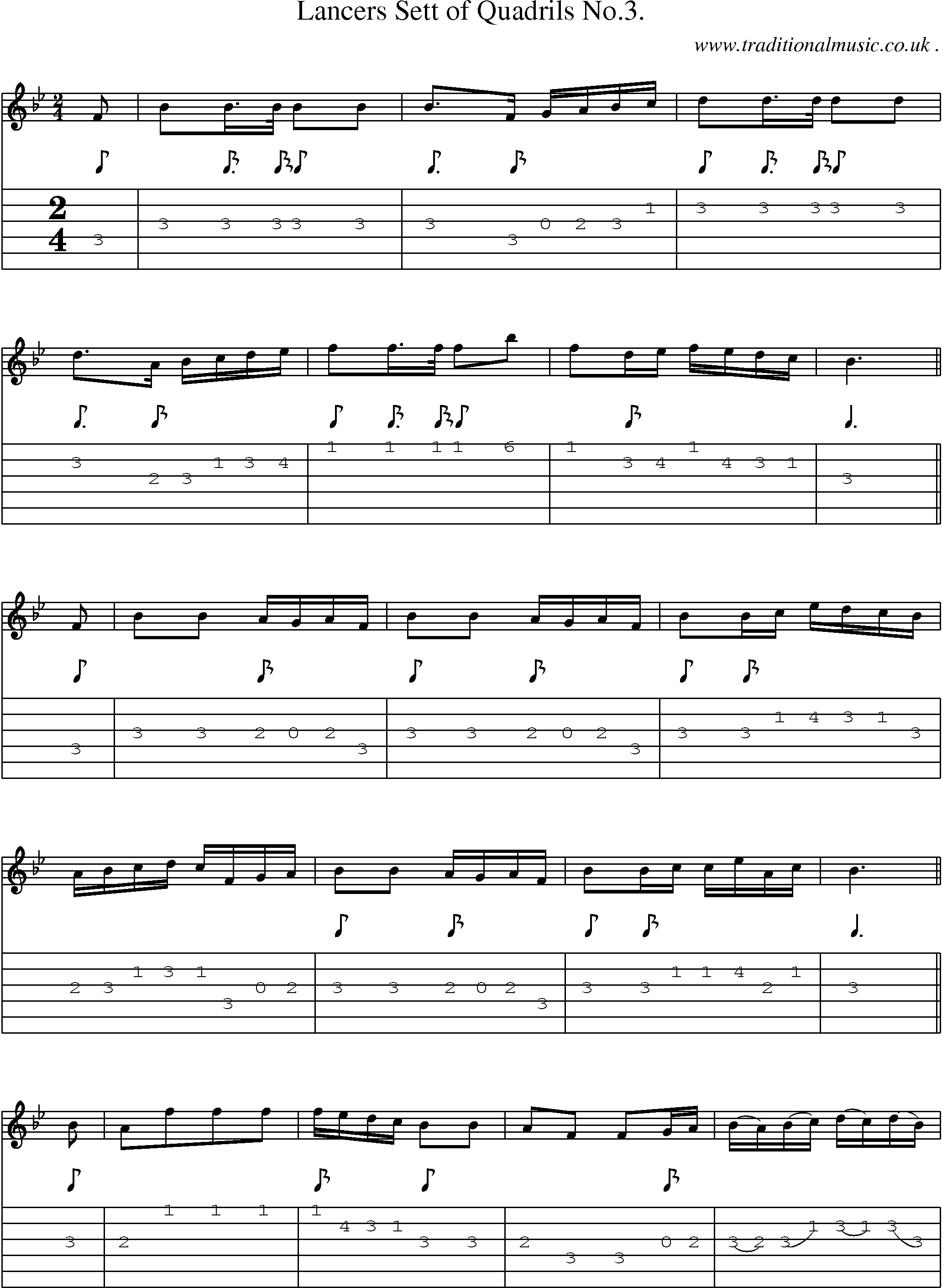 Sheet-Music and Guitar Tabs for Lancers Sett Of Quadrils No3