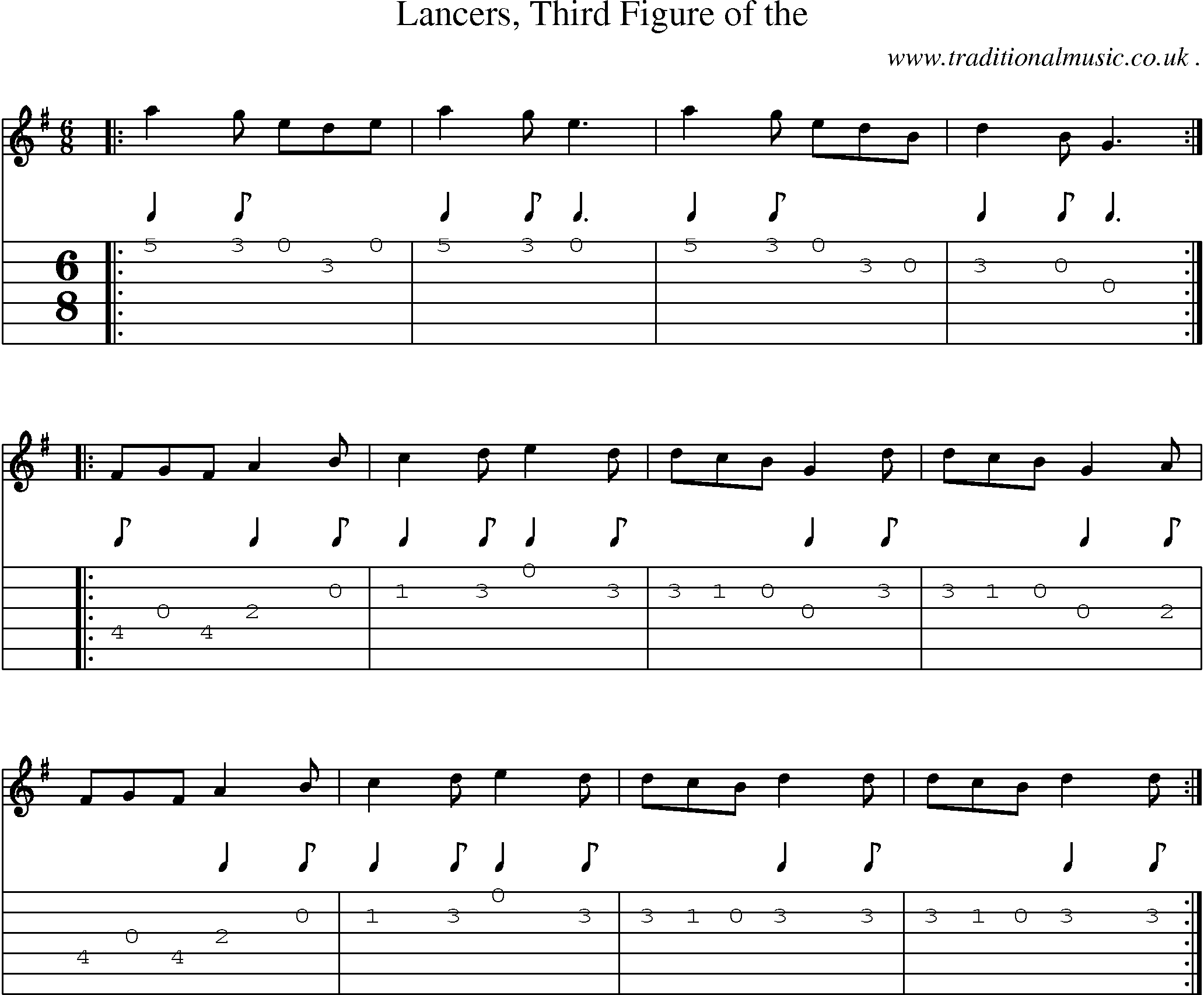 Sheet-Music and Guitar Tabs for Lancers Third Figure Of The