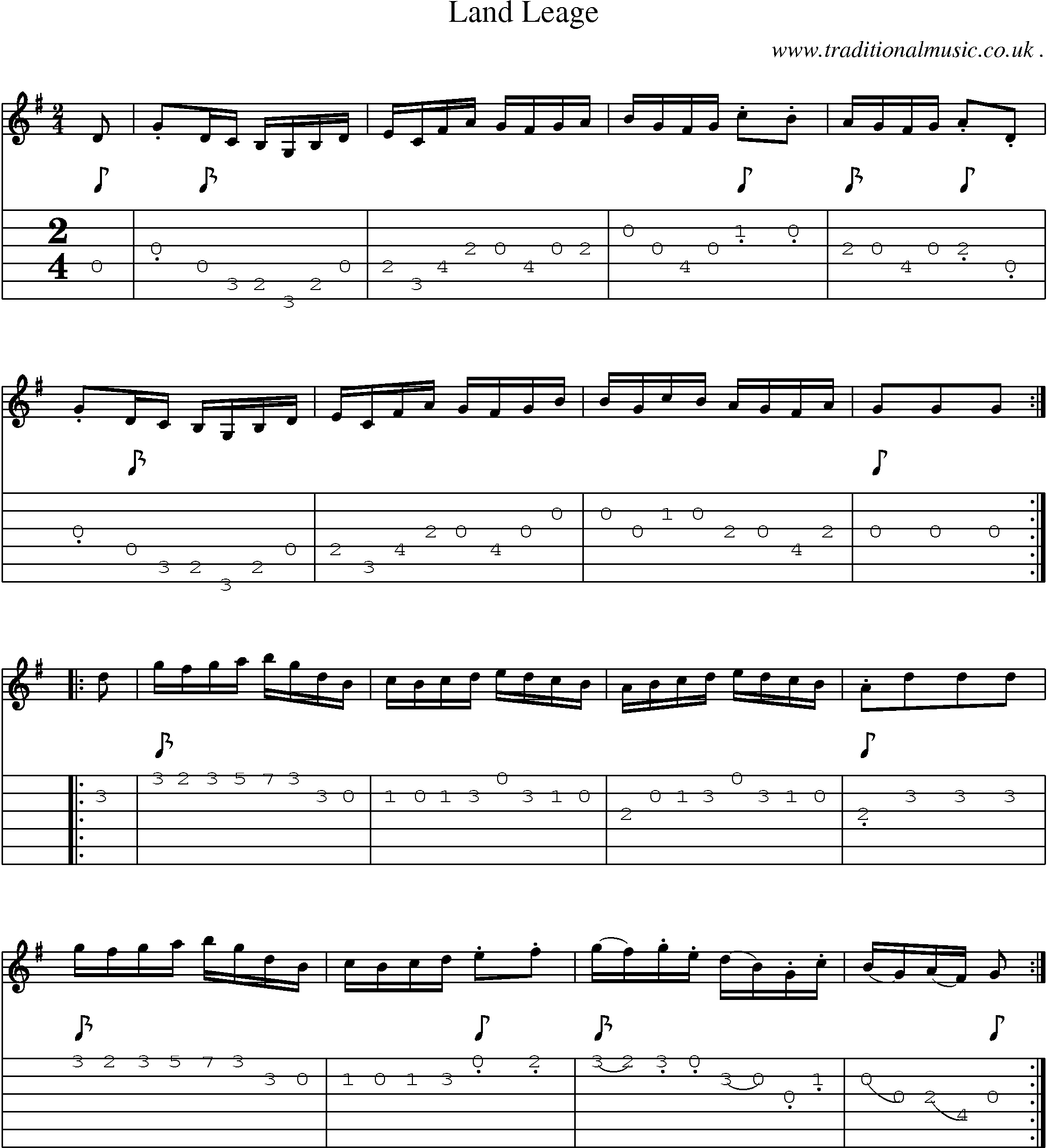 Sheet-Music and Guitar Tabs for Land Leage