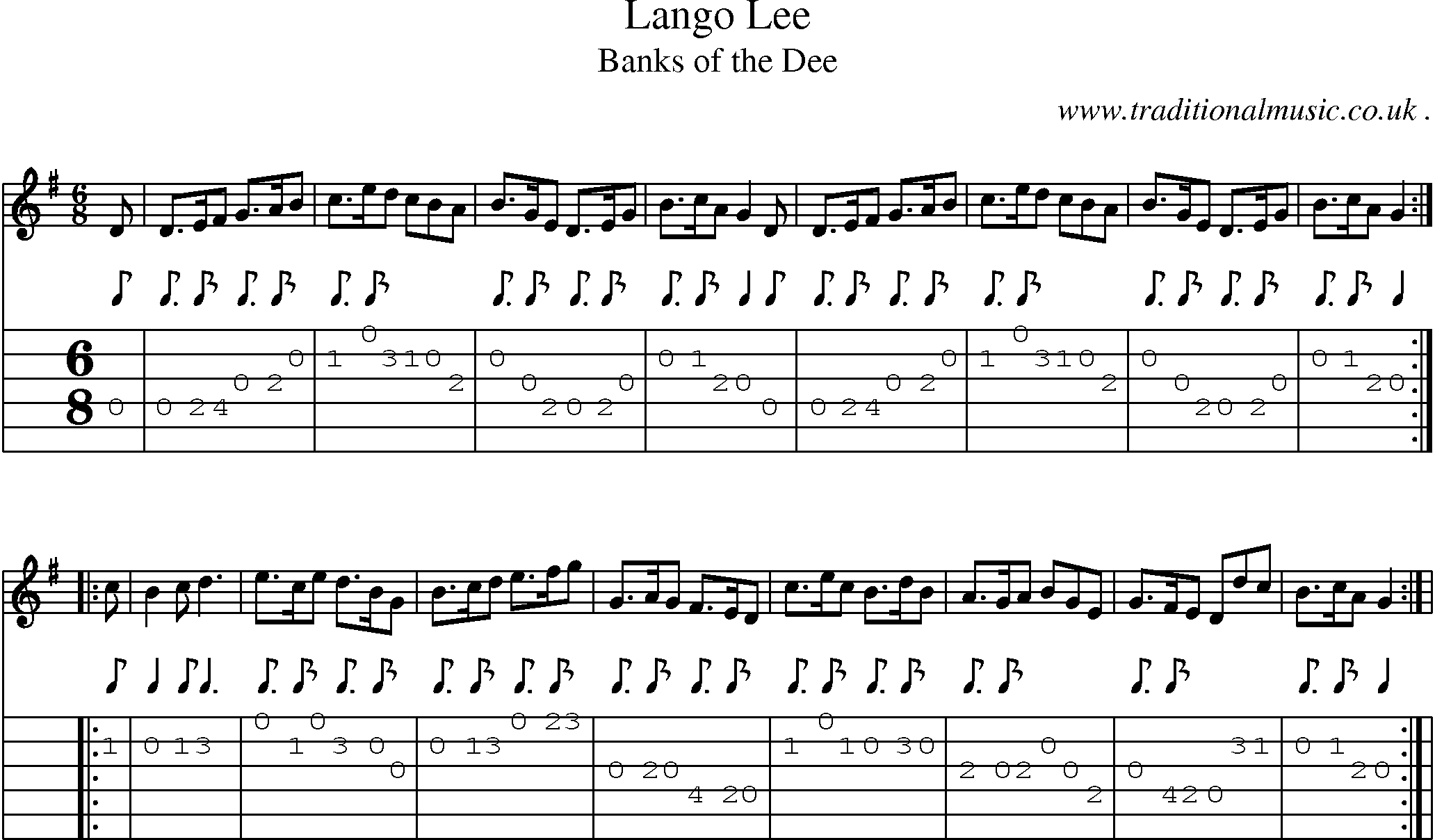 Sheet-Music and Guitar Tabs for Lango Lee