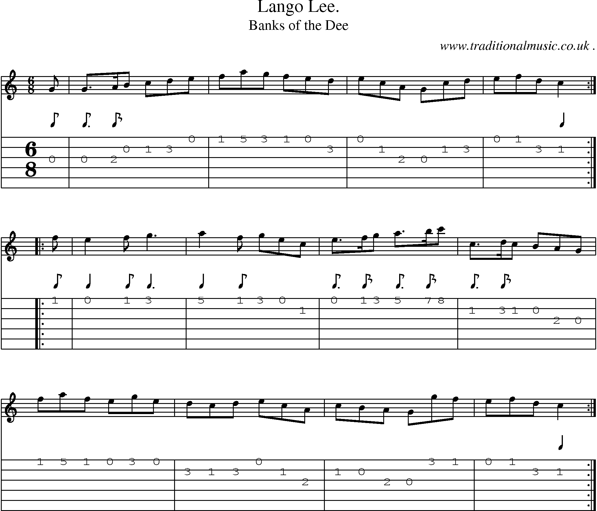 Sheet-Music and Guitar Tabs for Lango Lee 