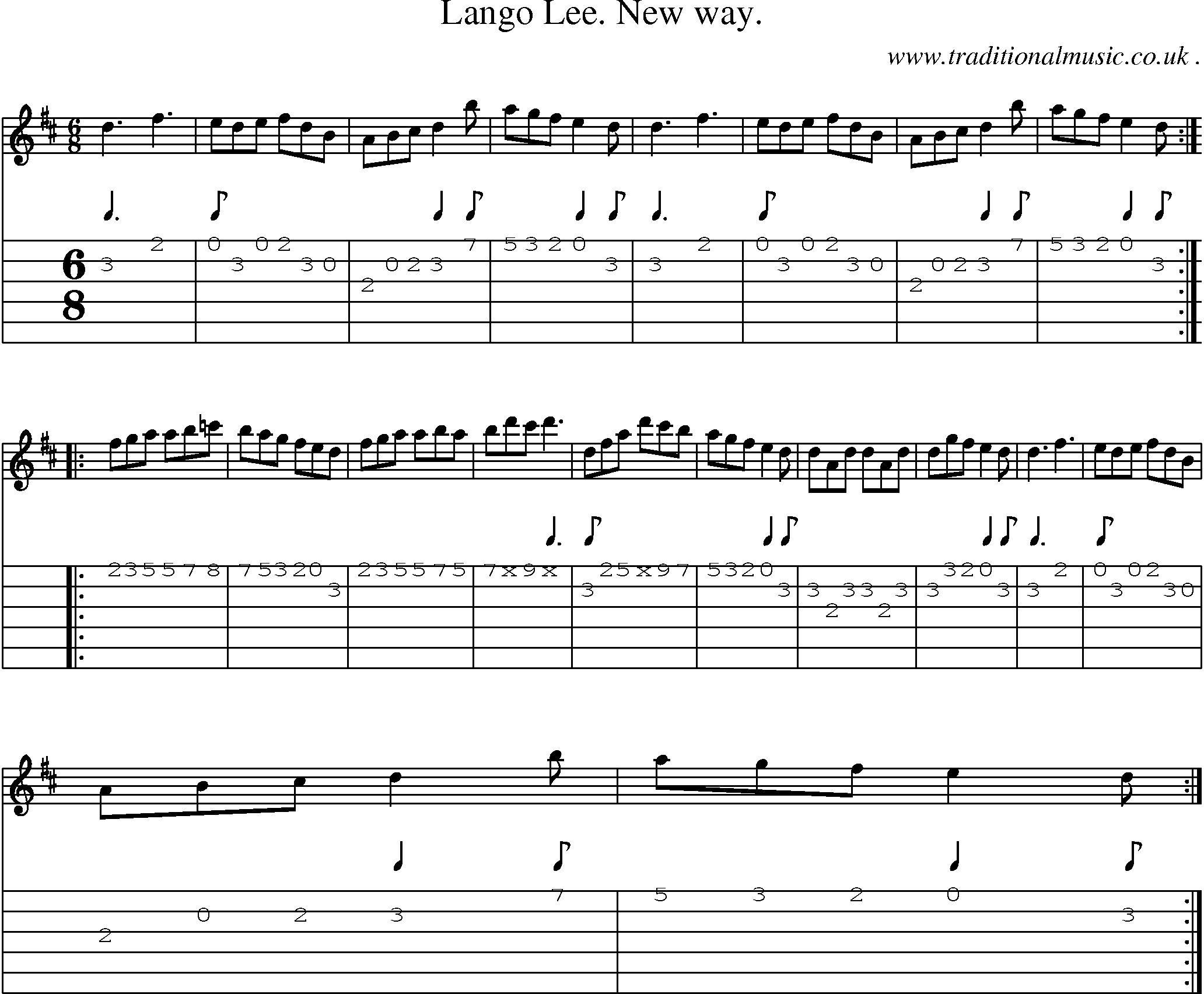 Sheet-Music and Guitar Tabs for Lango Lee New Way
