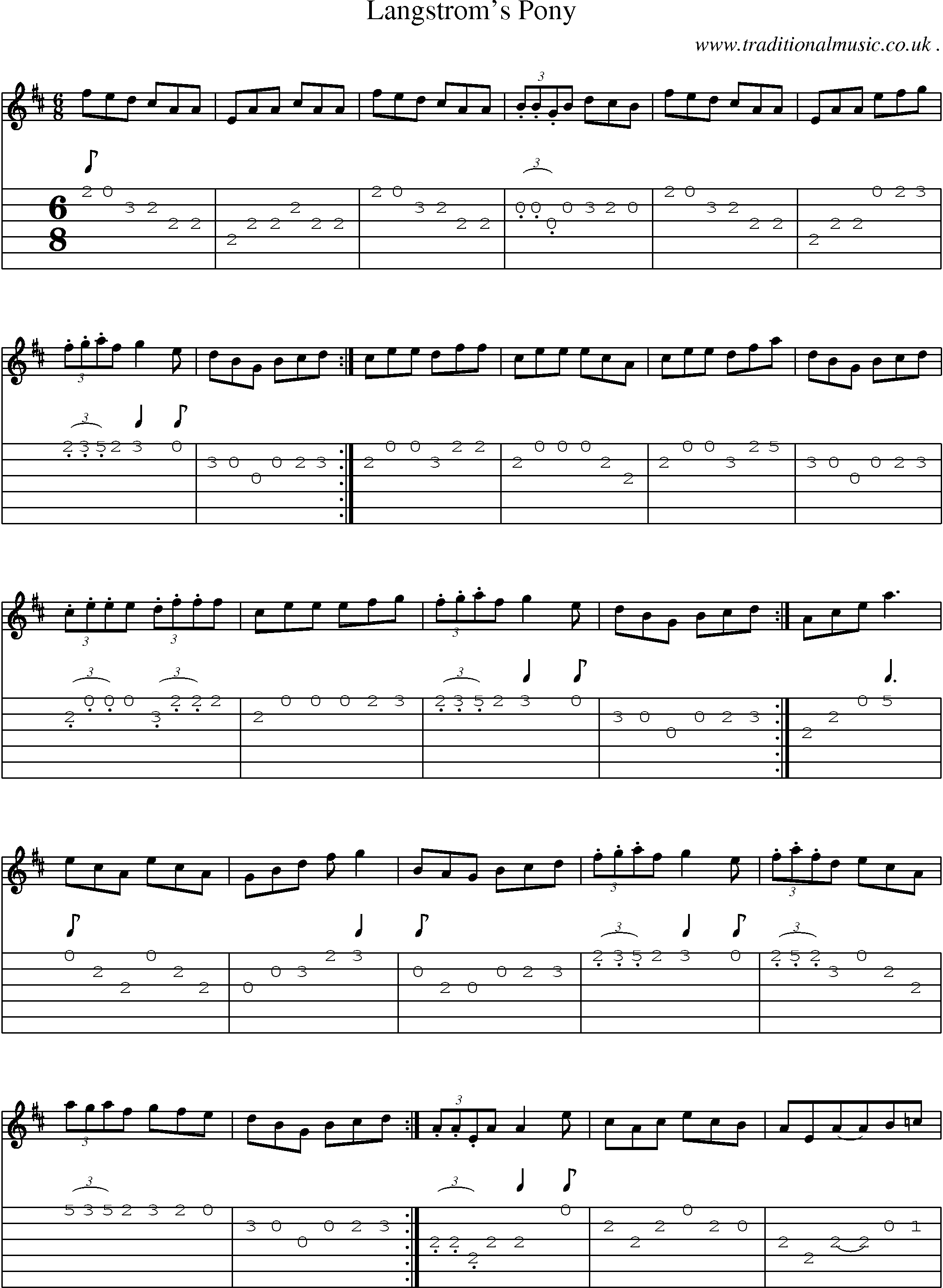 Sheet-Music and Guitar Tabs for Langstroms Pony