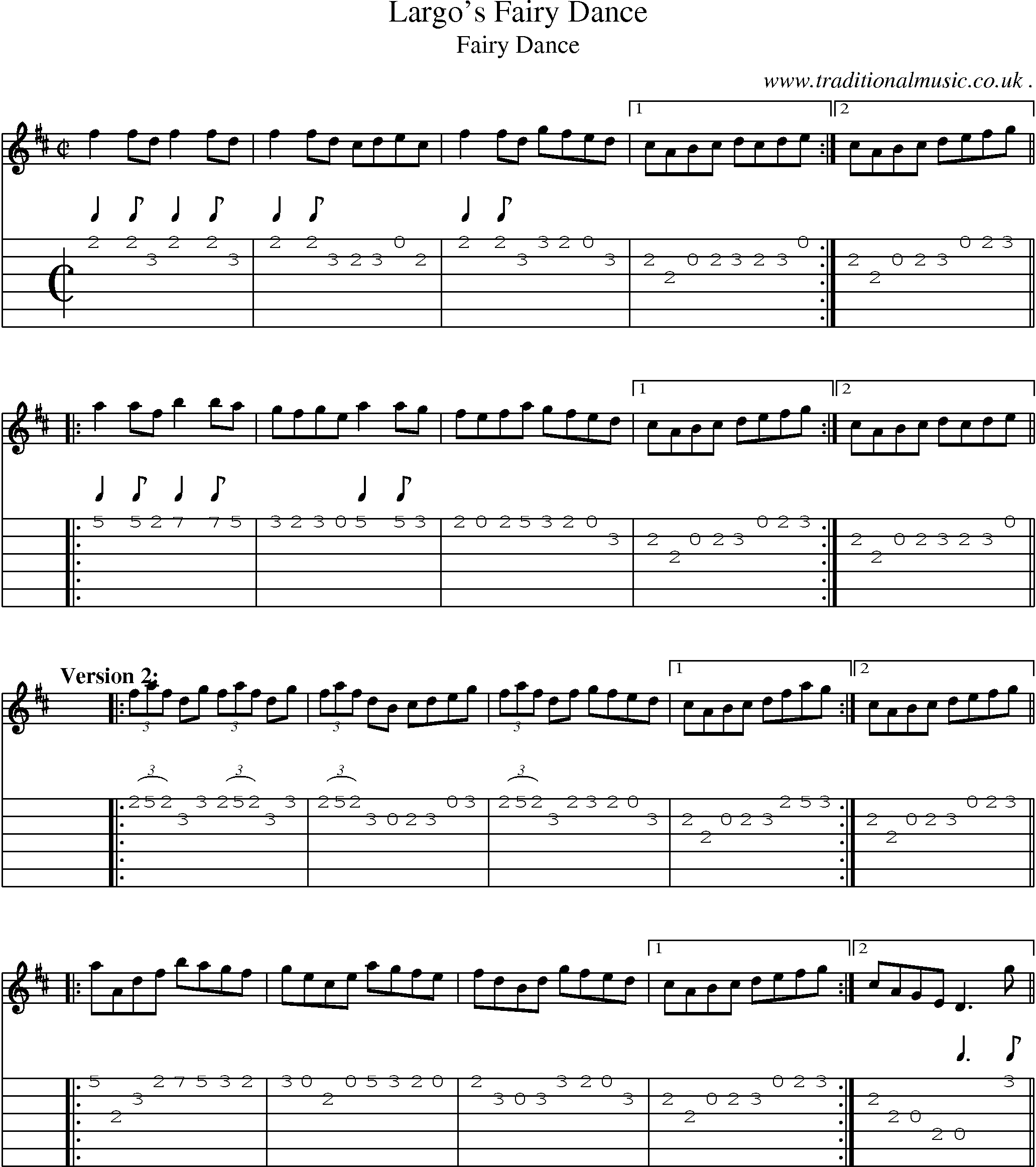 Sheet-Music and Guitar Tabs for Largos Fairy Dance
