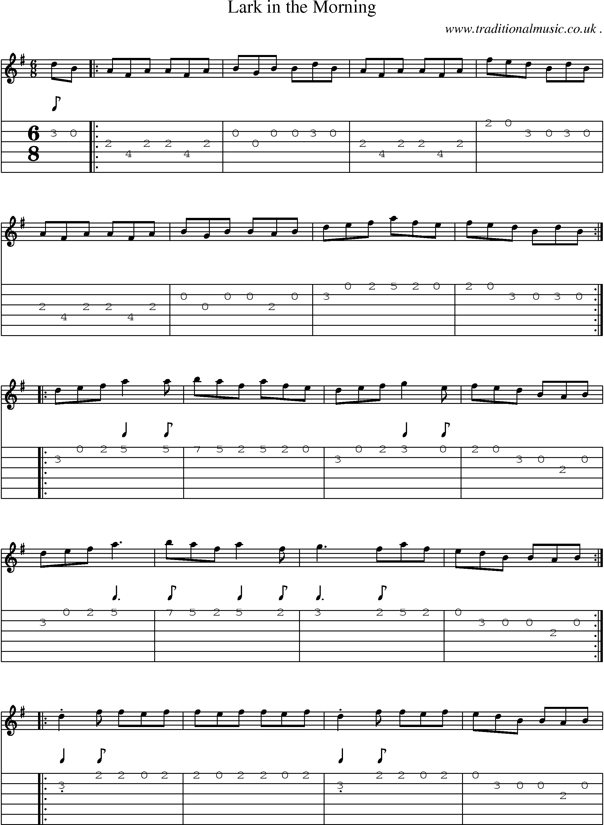 Sheet-Music and Guitar Tabs for Lark In The Morning