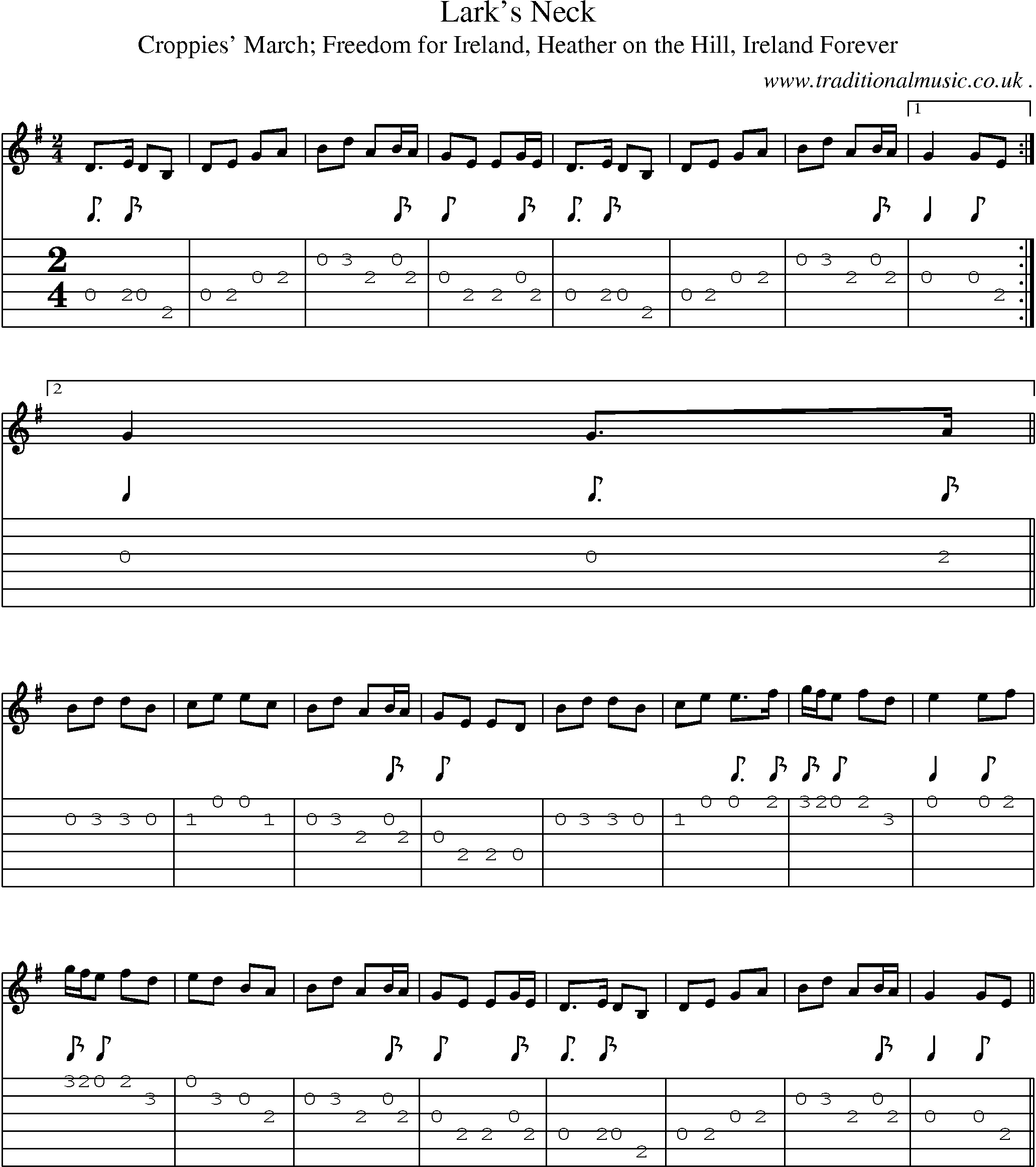 Sheet-Music and Guitar Tabs for Larks Neck