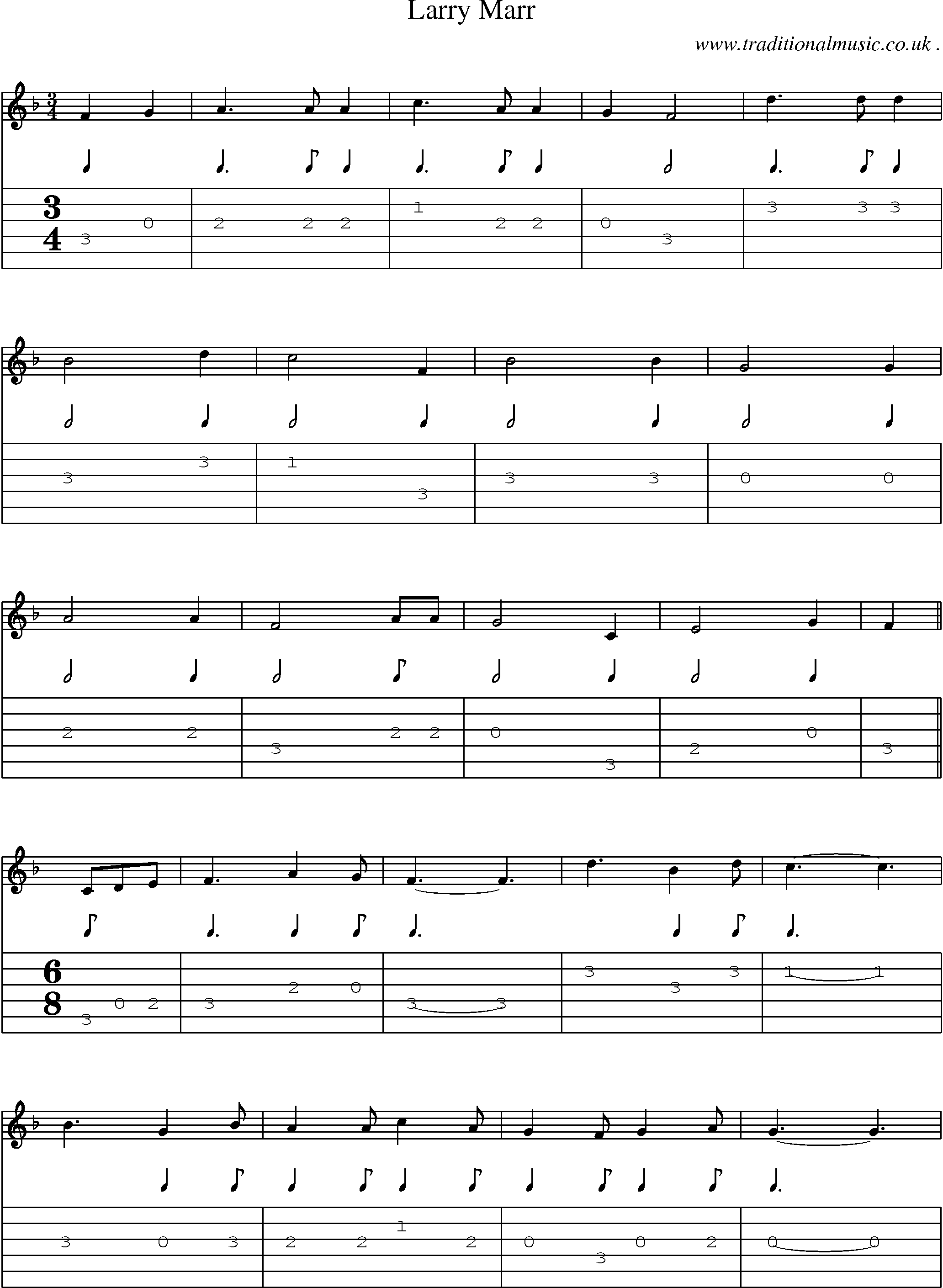Sheet-Music and Guitar Tabs for Larry Marr