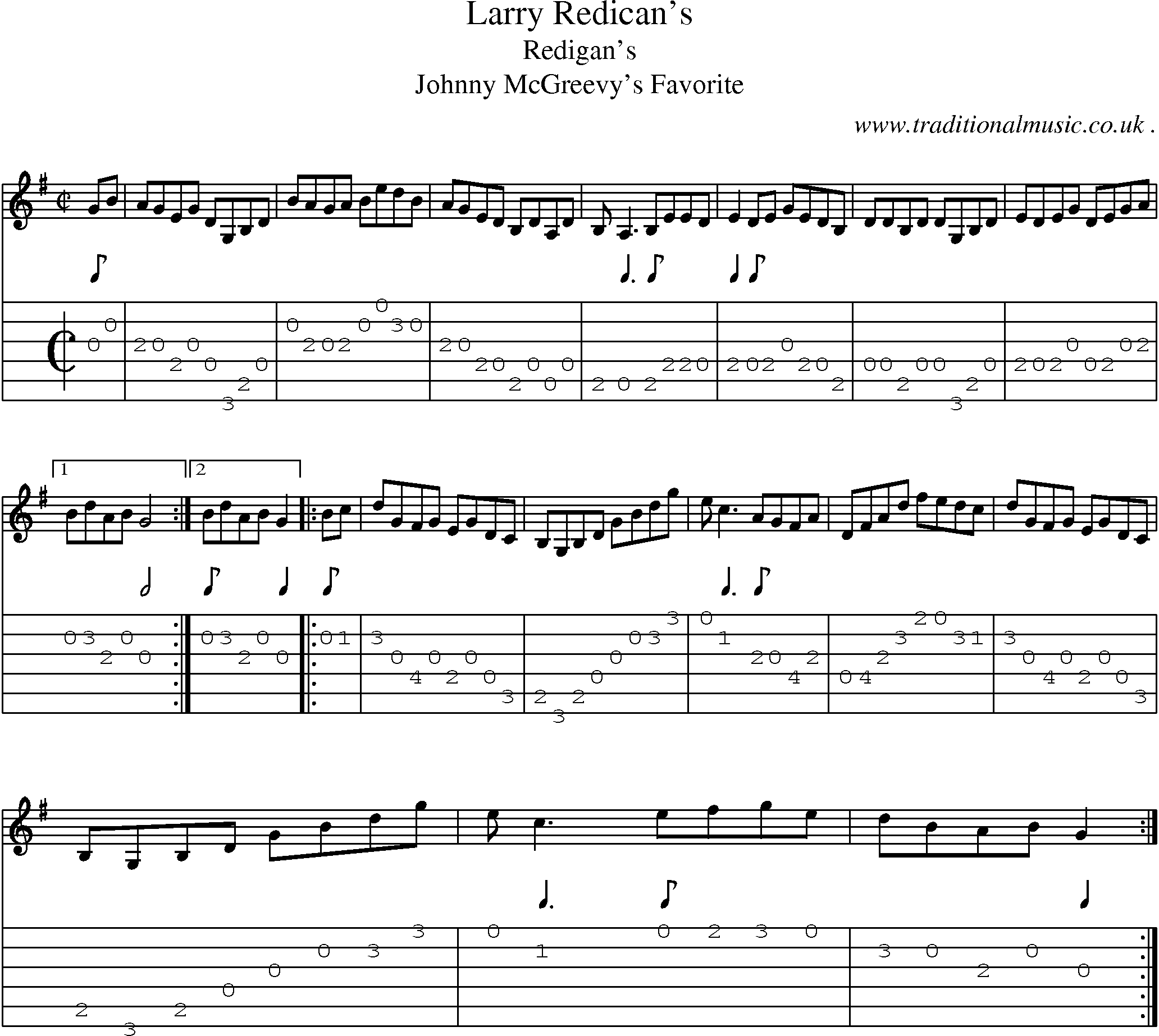 Sheet-Music and Guitar Tabs for Larry Redicans