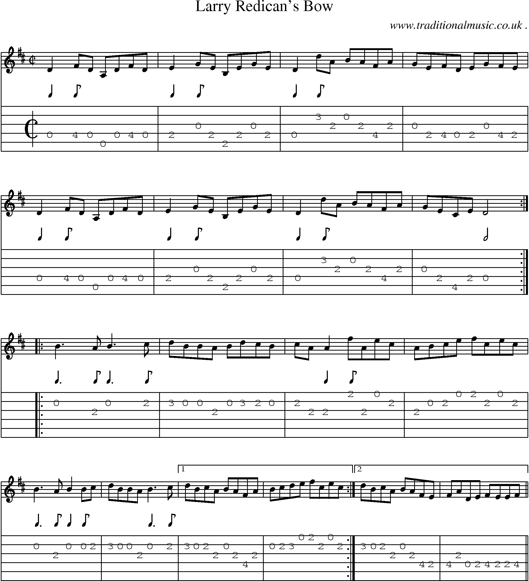 Sheet-Music and Guitar Tabs for Larry Redicans Bow