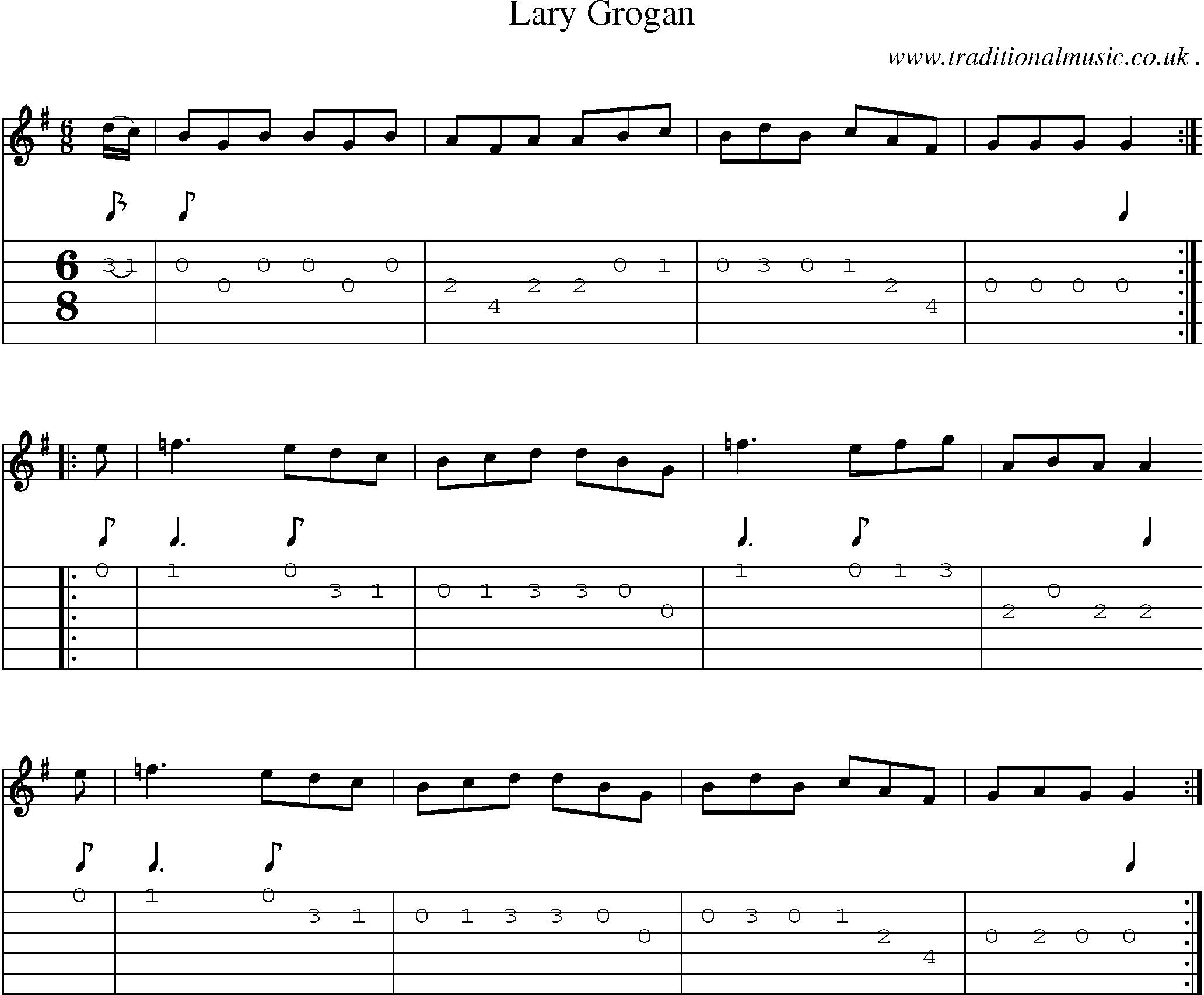 Sheet-Music and Guitar Tabs for Lary Grogan