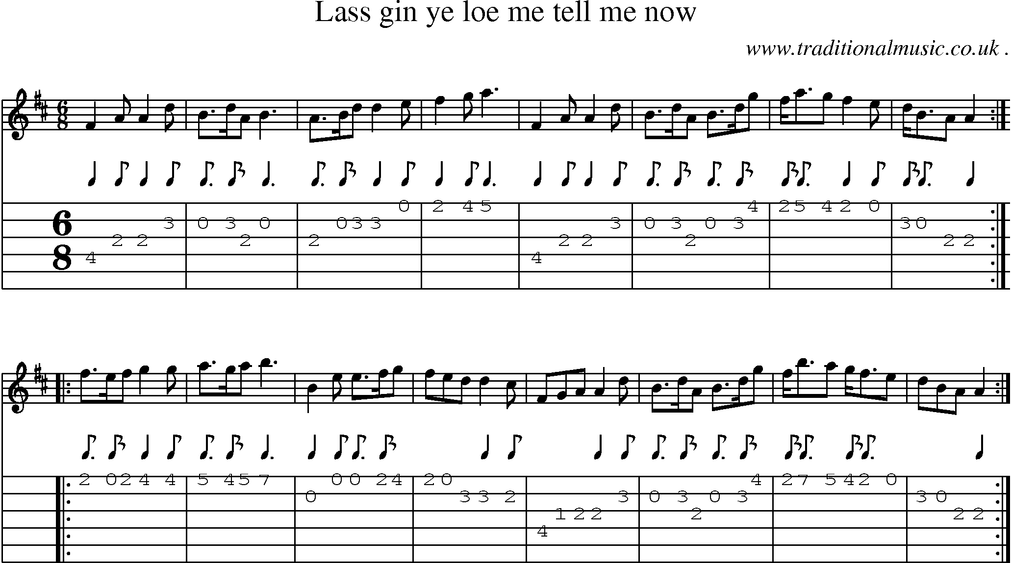Sheet-Music and Guitar Tabs for Lass Gin Ye Loe Me Tell Me Now