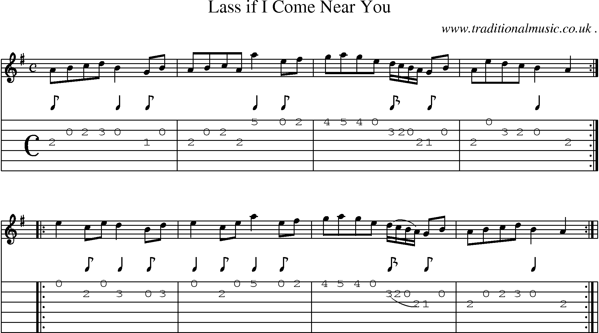 Sheet-Music and Guitar Tabs for Lass If I Come Near You