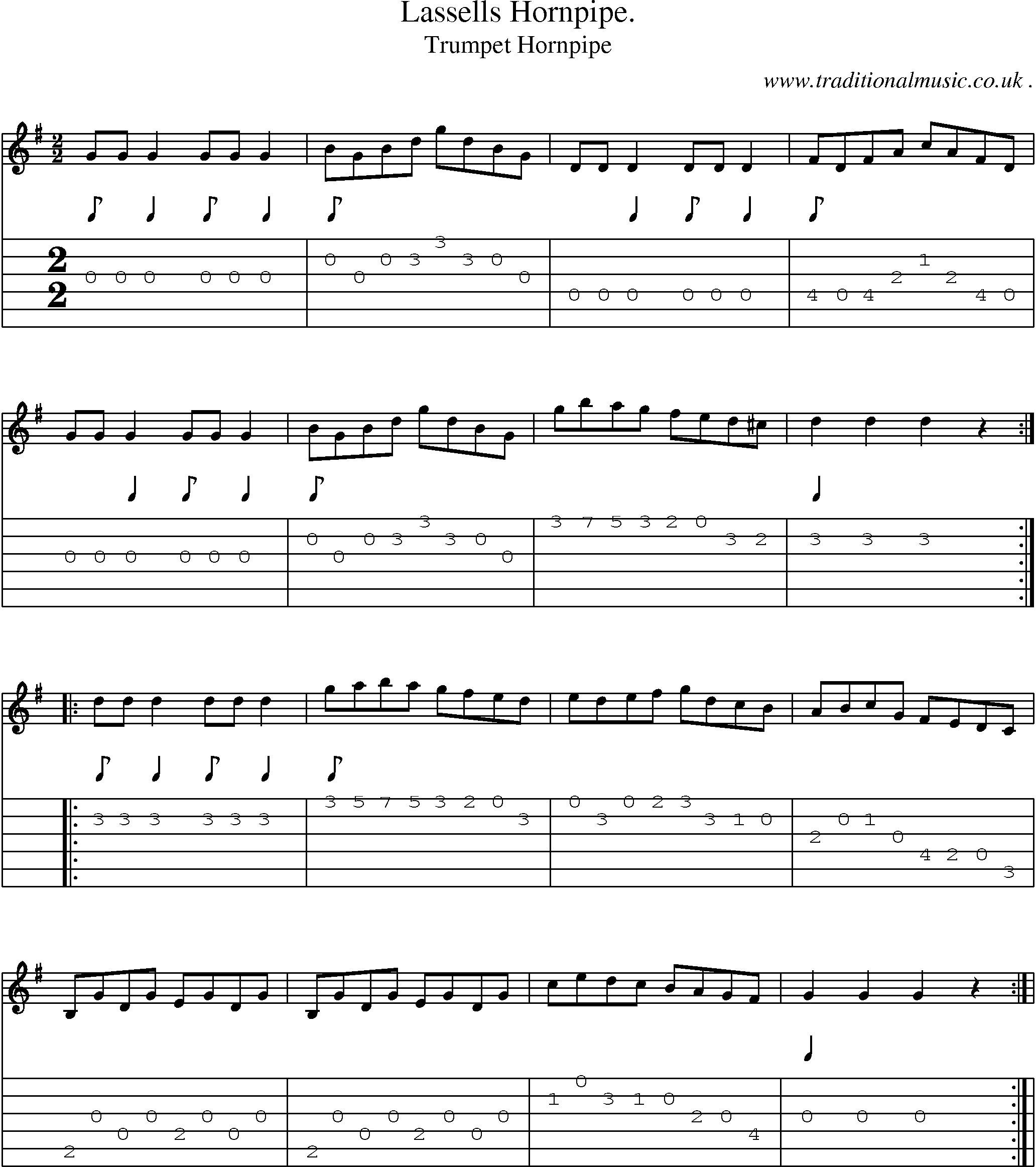 Sheet-Music and Guitar Tabs for Lassells Hornpipe