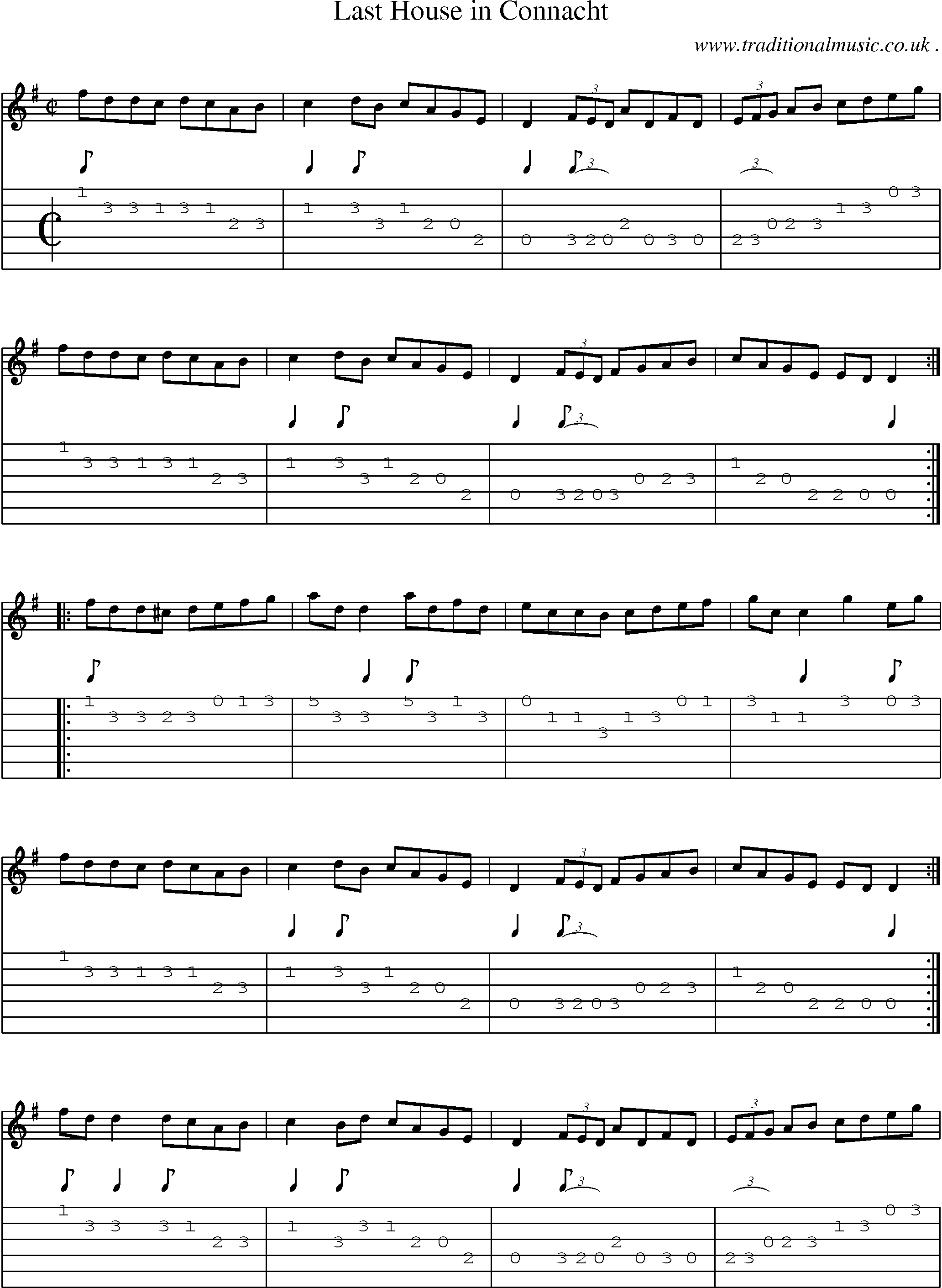 Sheet-Music and Guitar Tabs for Last House In Connacht