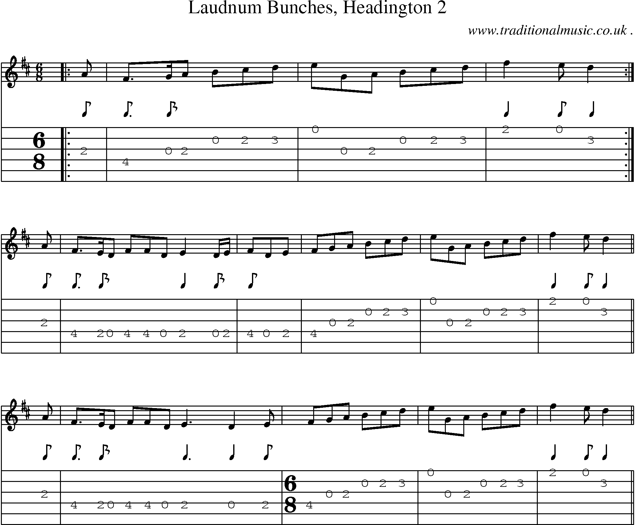 Sheet-Music and Guitar Tabs for Laudnum Bunches Headington 2