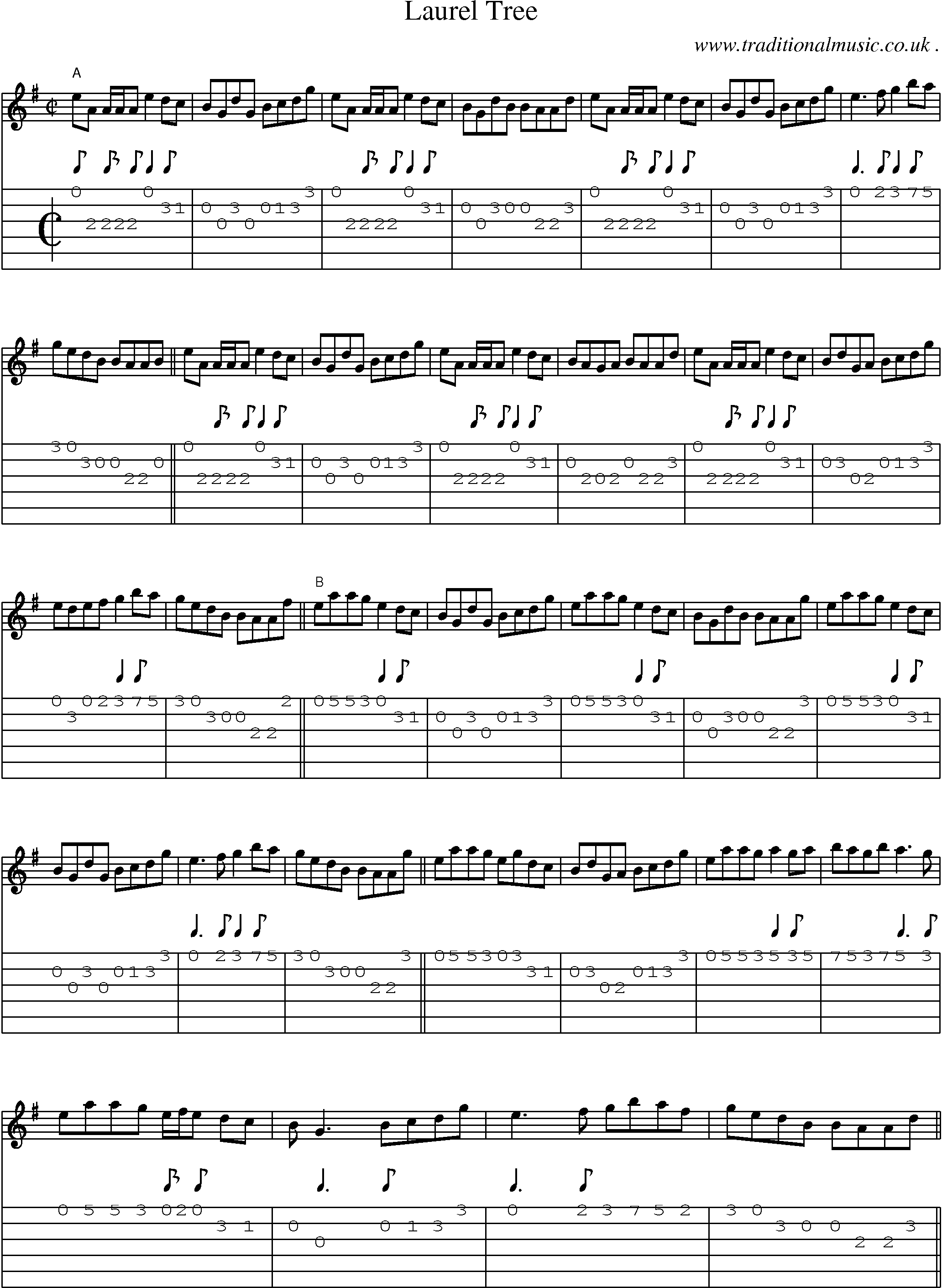 Sheet-Music and Guitar Tabs for Laurel Tree