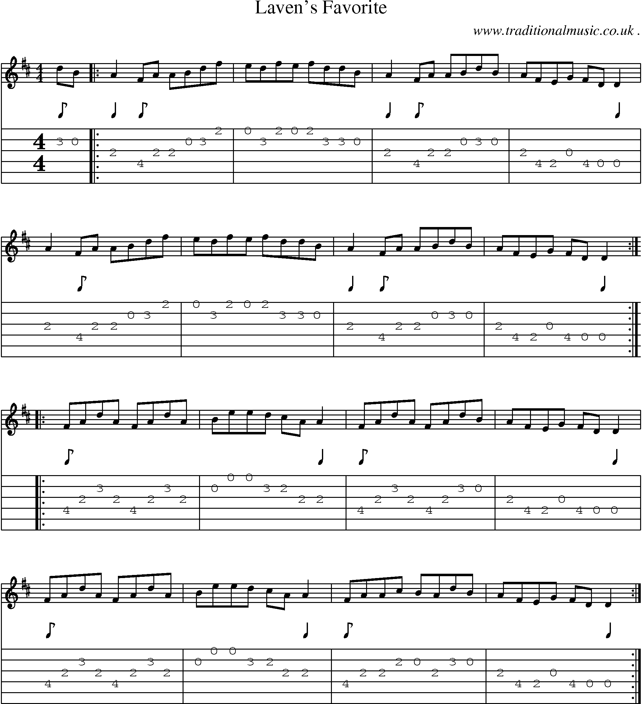 Sheet-Music and Guitar Tabs for Lavens Favorite