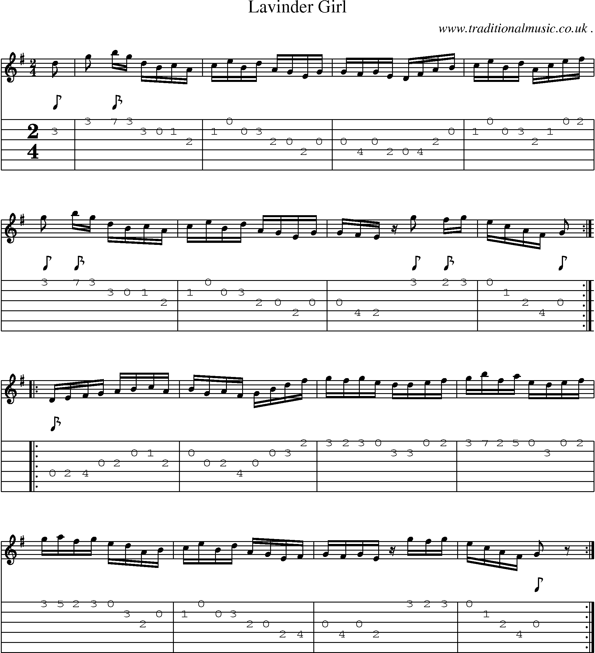Sheet-Music and Guitar Tabs for Lavinder Girl