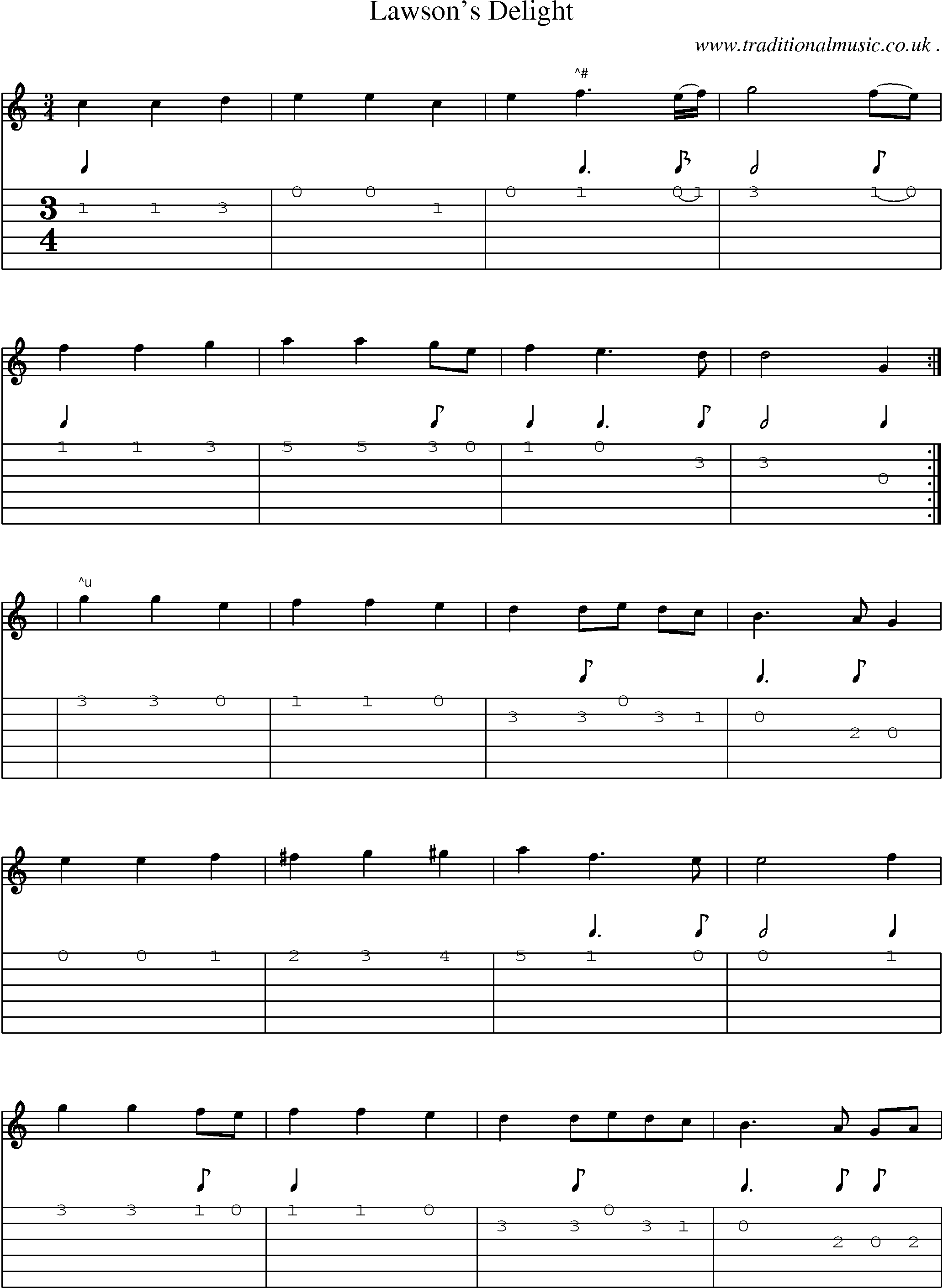 Sheet-Music and Guitar Tabs for Lawsons Delight
