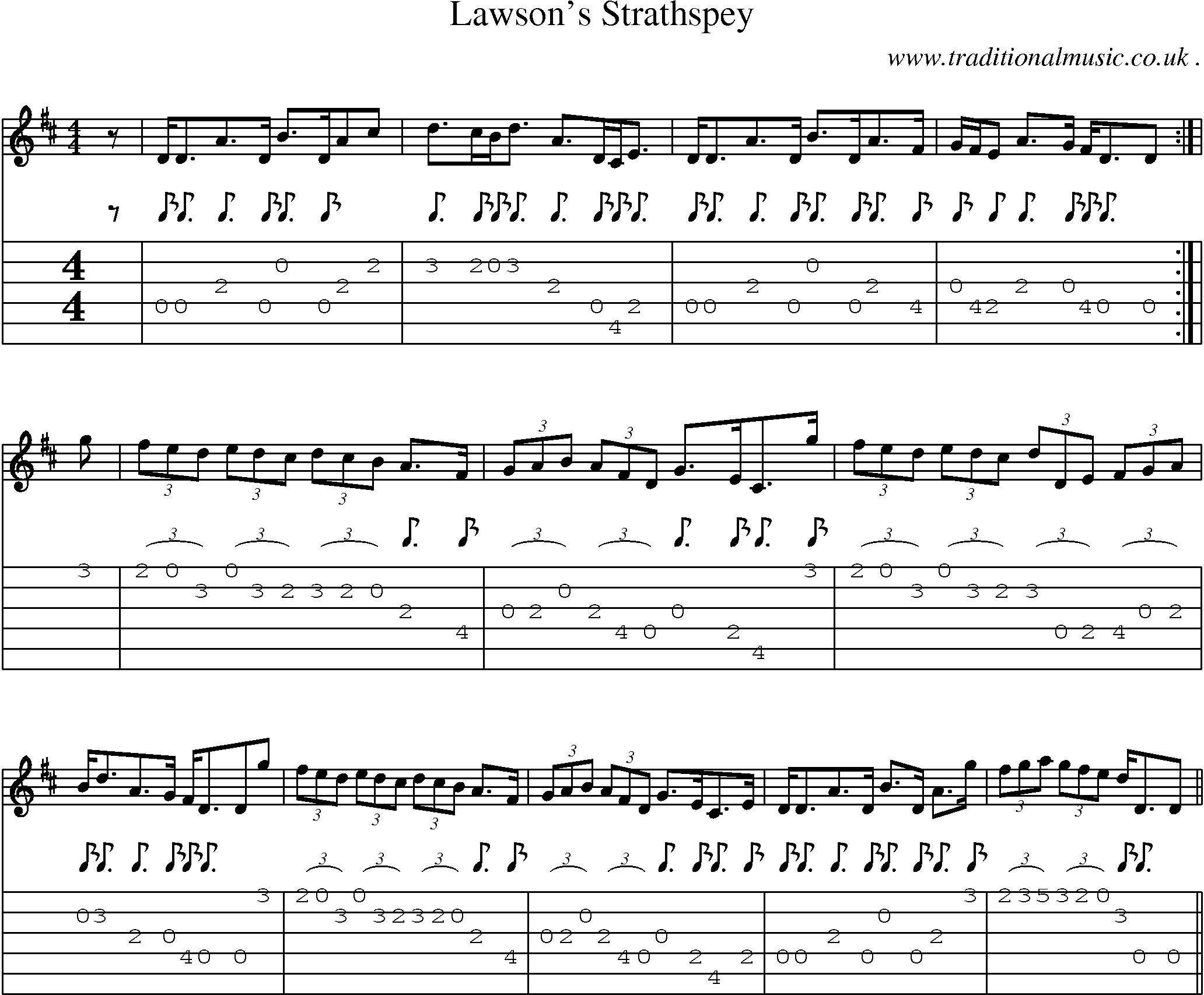 Sheet-Music and Guitar Tabs for Lawsons Strathspey