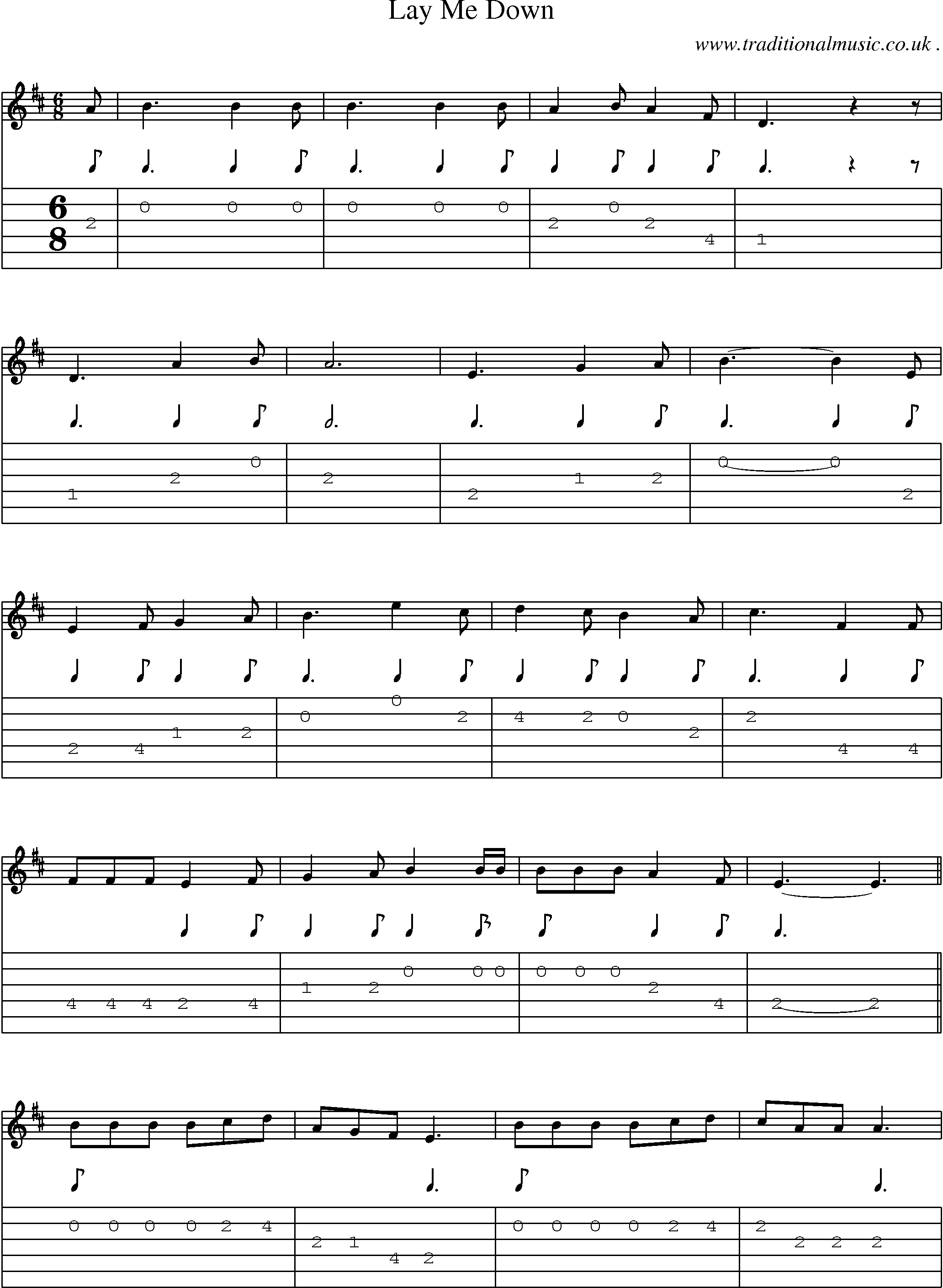 Sheet-Music and Guitar Tabs for Lay Me Down