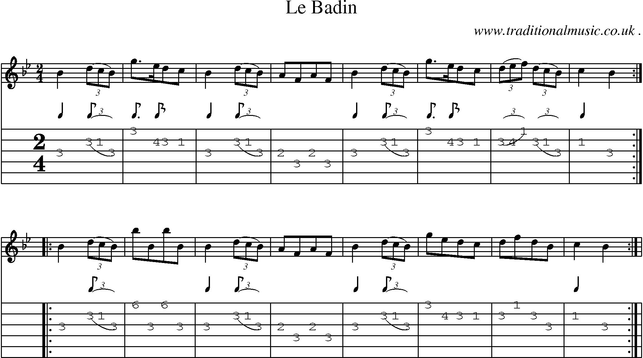 Sheet-Music and Guitar Tabs for Le Badin