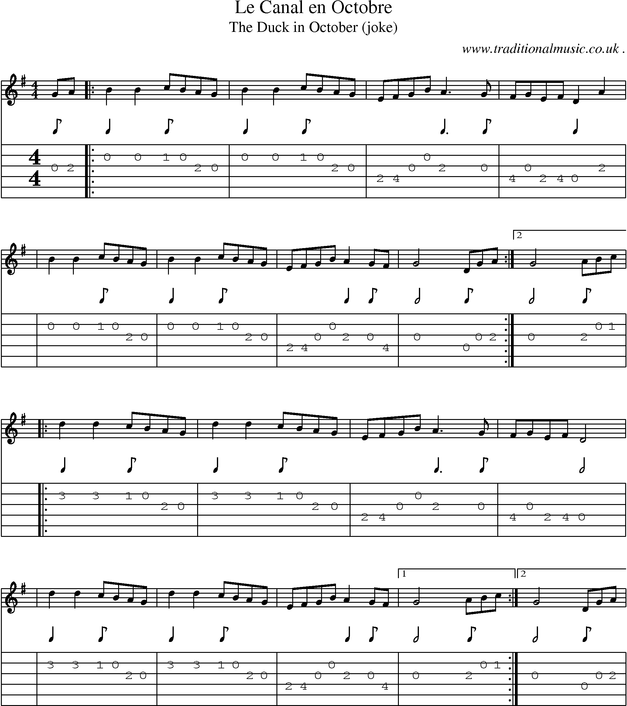 Sheet-Music and Guitar Tabs for Le Canal En Octobre