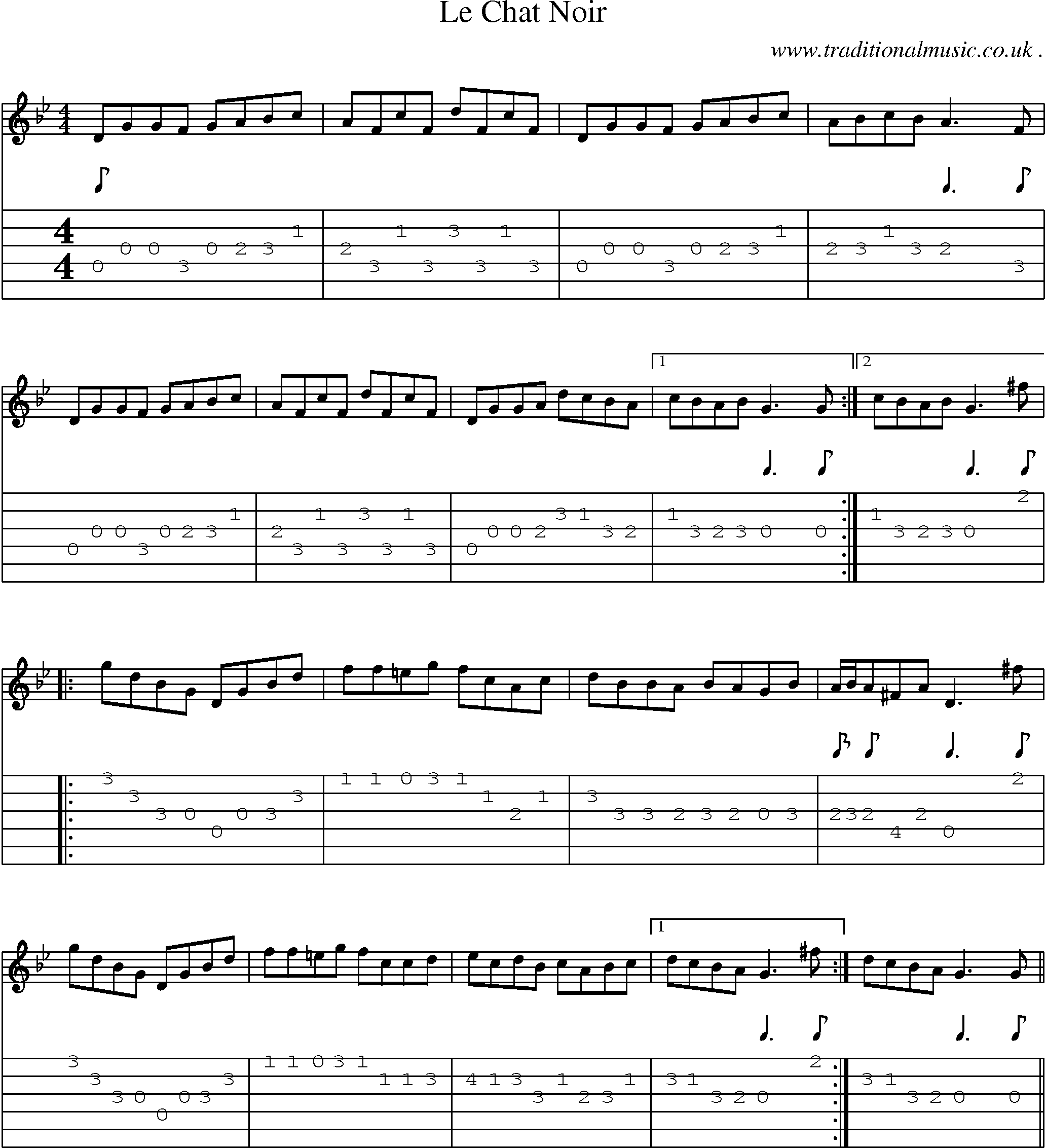 Sheet-Music and Guitar Tabs for Le Chat Noir