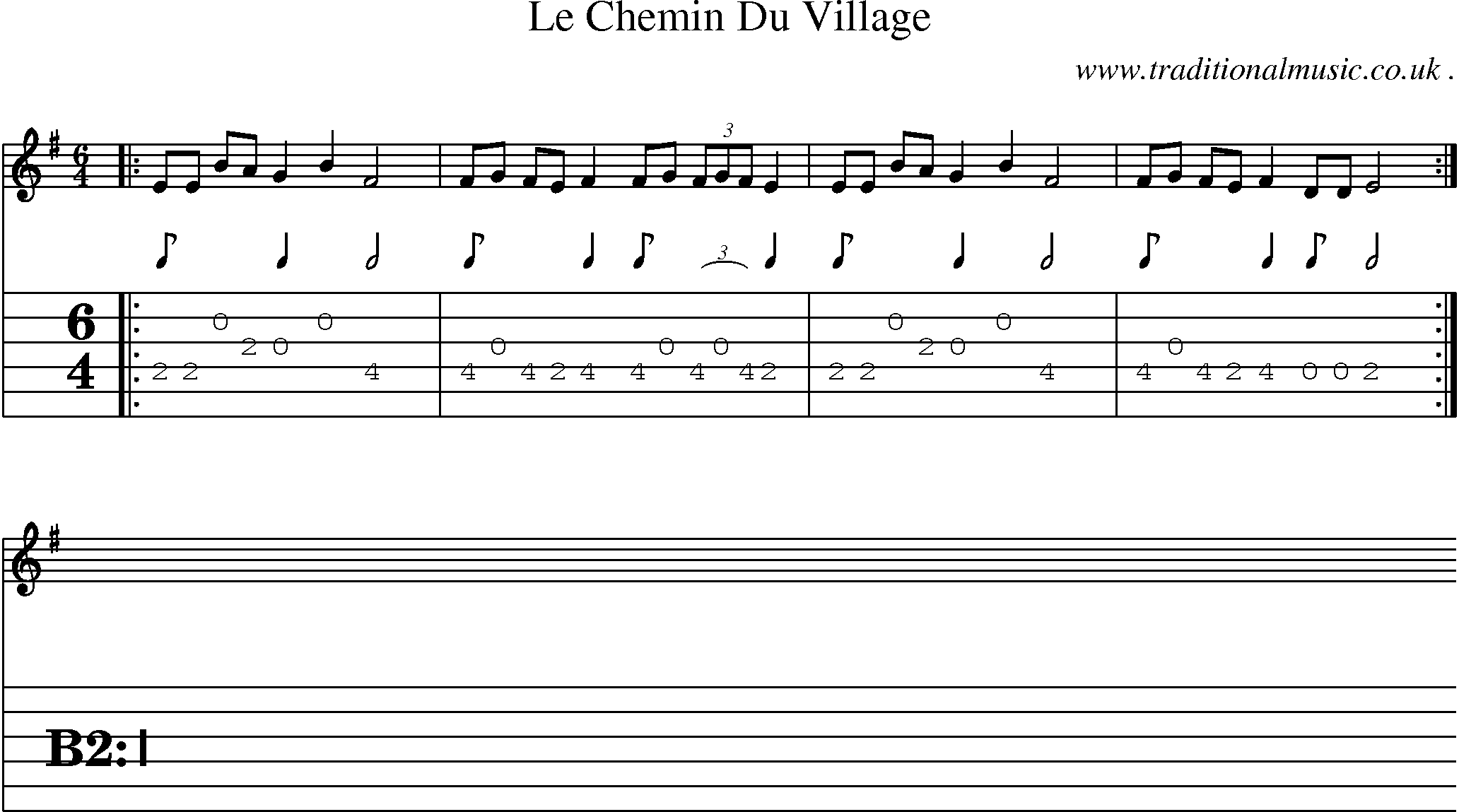 Sheet-Music and Guitar Tabs for Le Chemin Du Village