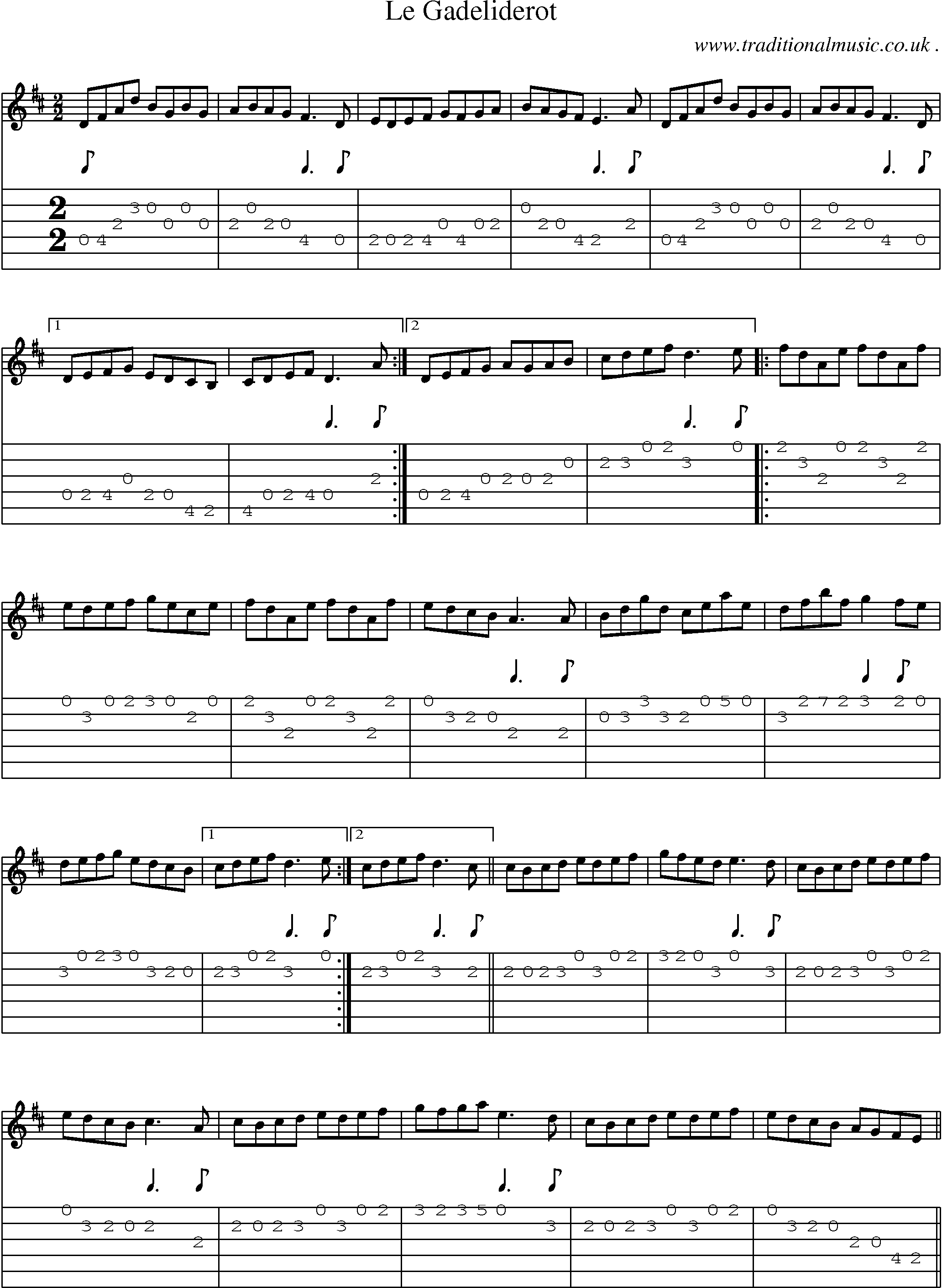 Sheet-Music and Guitar Tabs for Le Gadeliderot